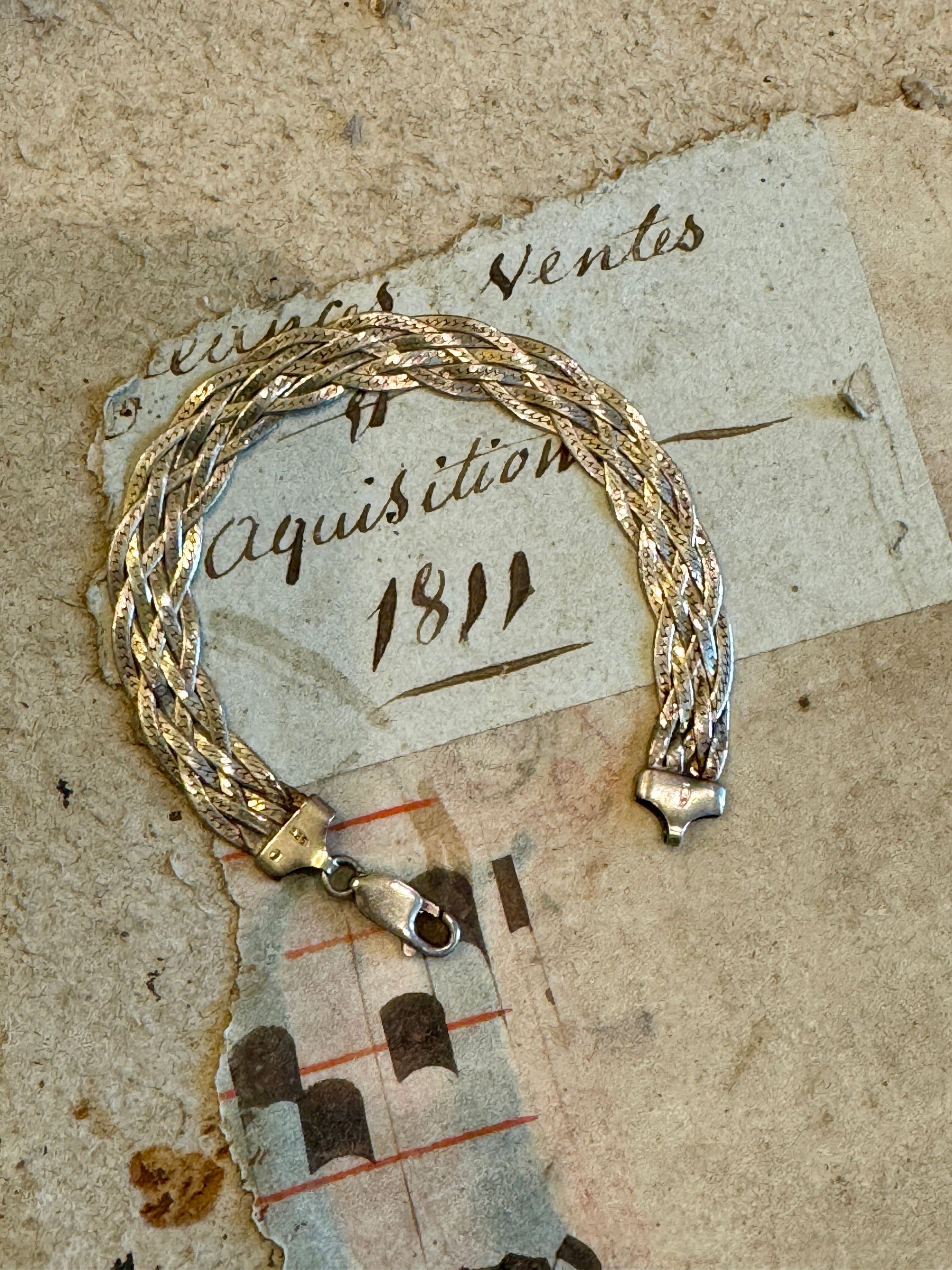 Vintage Sterling Silver Herringbone Bracelet