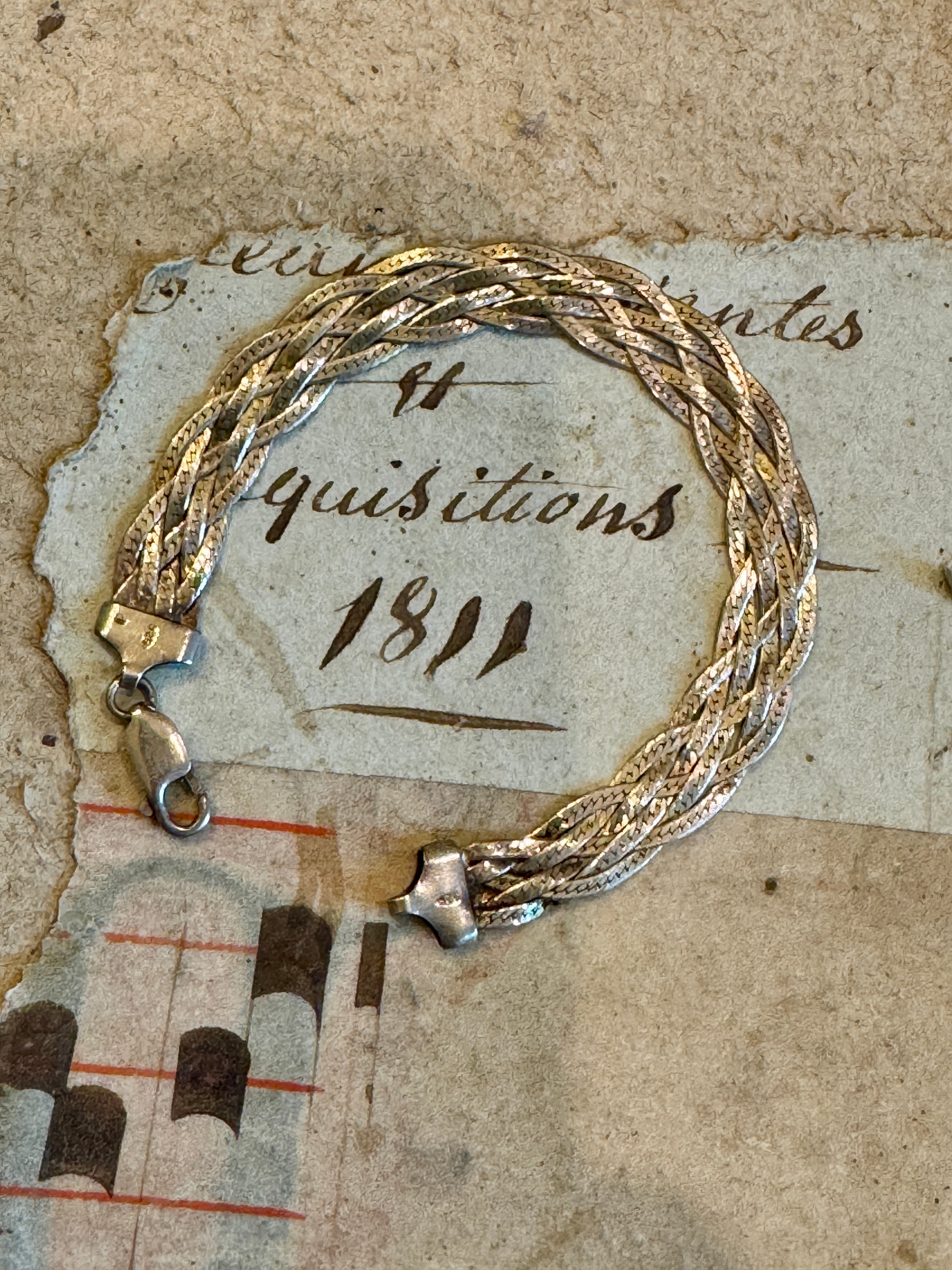Vintage Sterling Silver Herringbone Bracelet