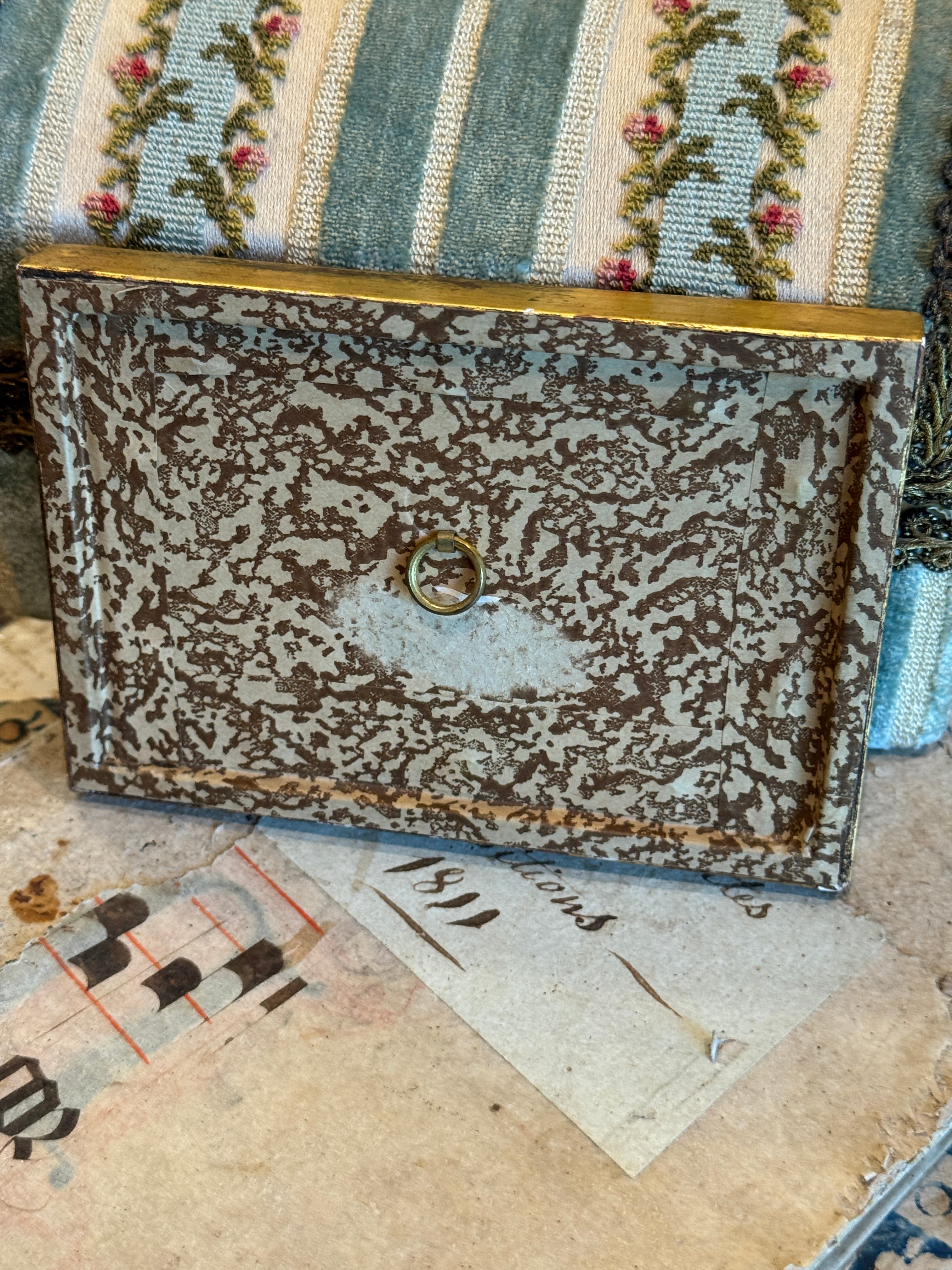 Original Antique French MINIATURE Oil Painting