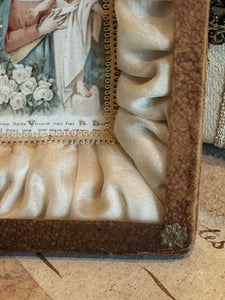 Antique French Our Lady of The Sacred Heart Framed Reliquary