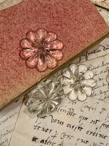 Antique French Pampille Flower Lustres - 1.75"