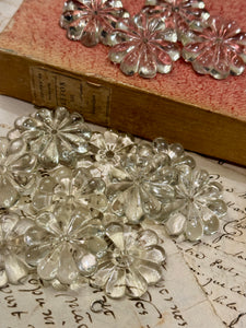 Antique French Pampille Flower Lustres 1.40"