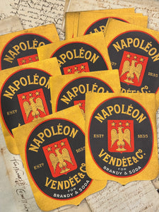 RARE Vintage French NAPOLEON Brandy Labels in bundles of 5