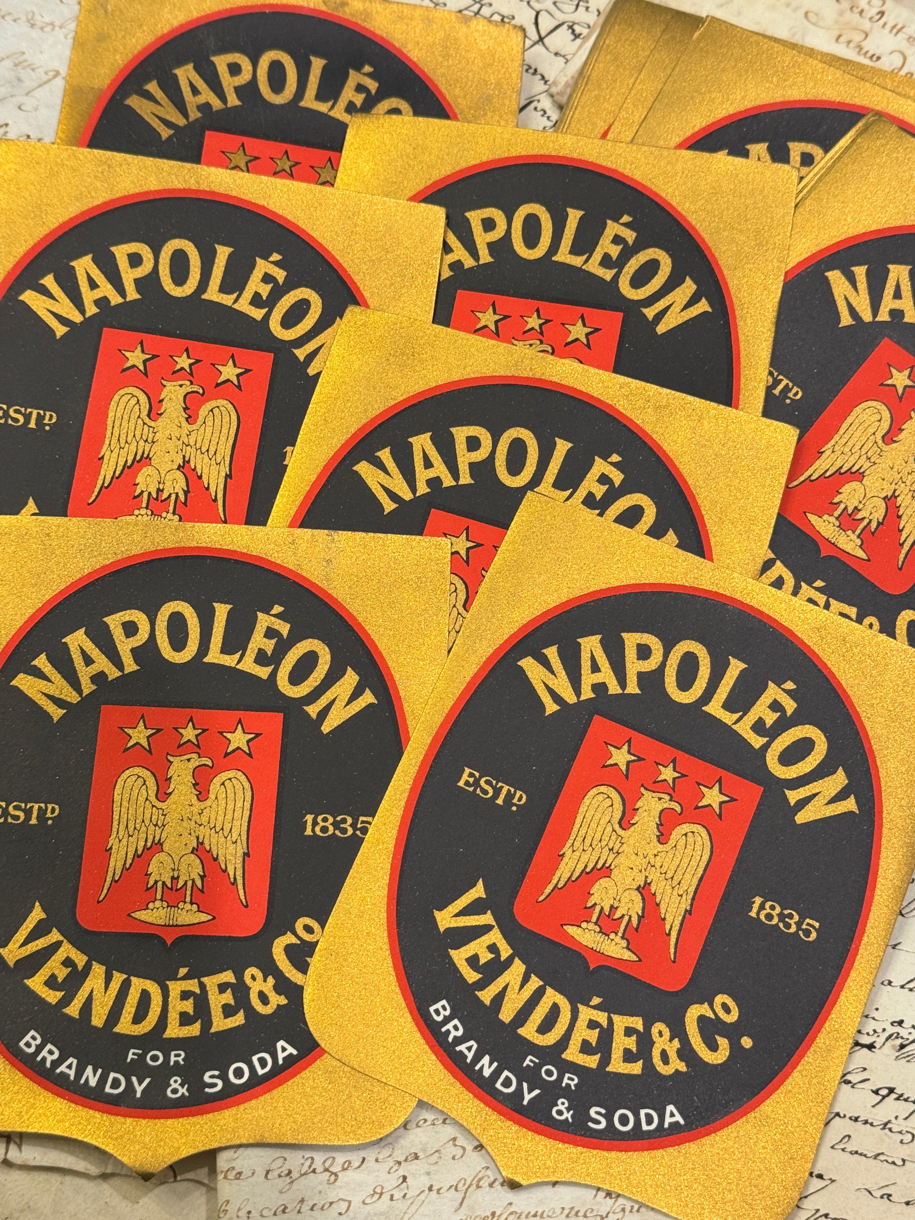 RARE Vintage French NAPOLEON Brandy Labels in bundles of 5