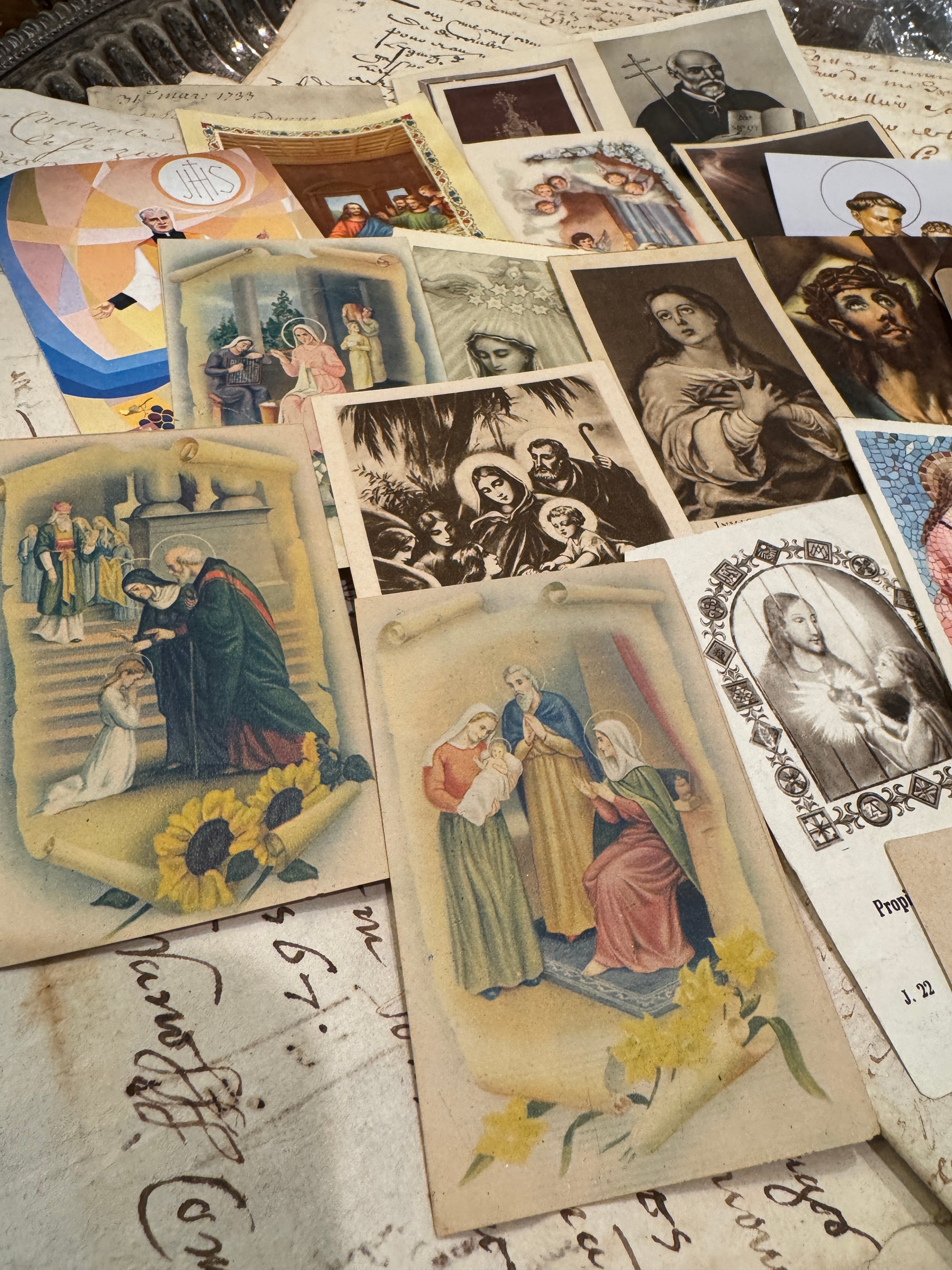 Set of 18 - 19th - 20th C French Religious Holy Cards