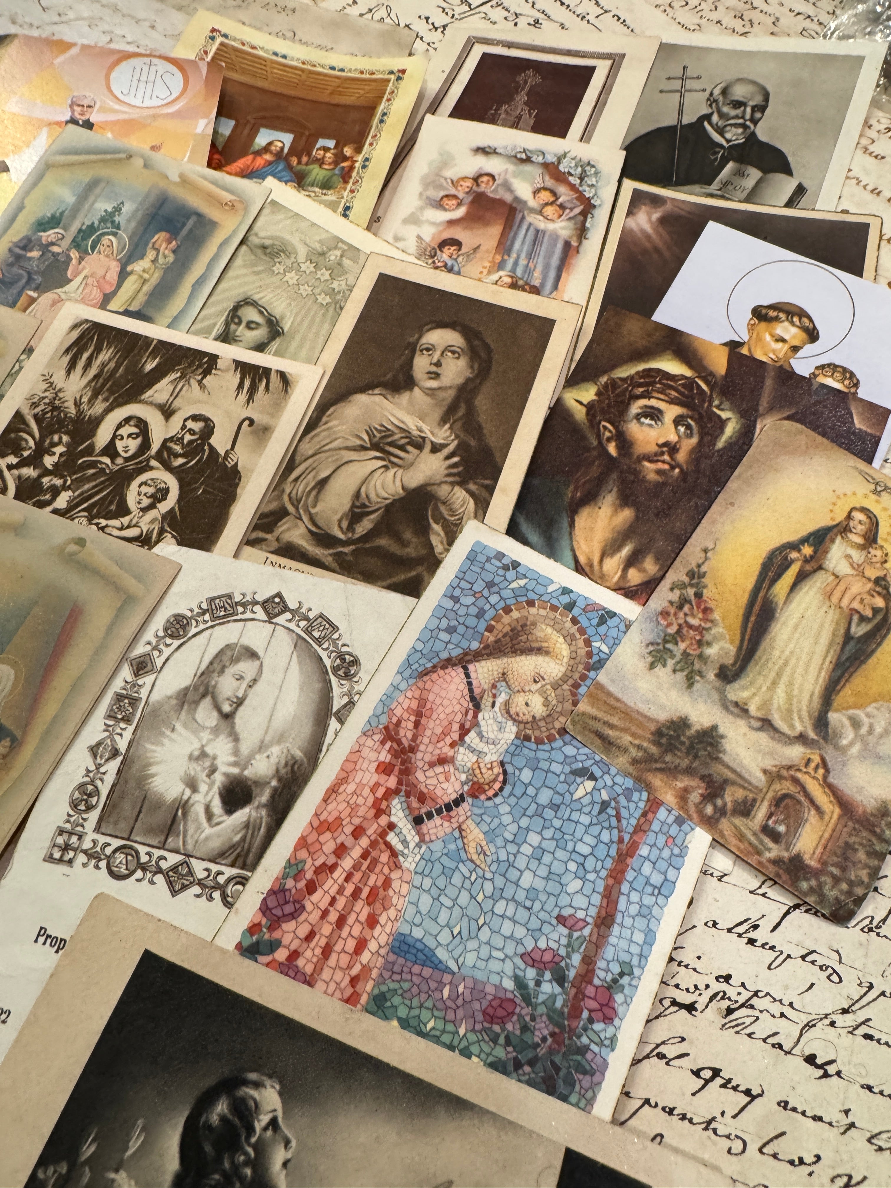 Set of 18 - 19th - 20th C French Religious Holy Cards