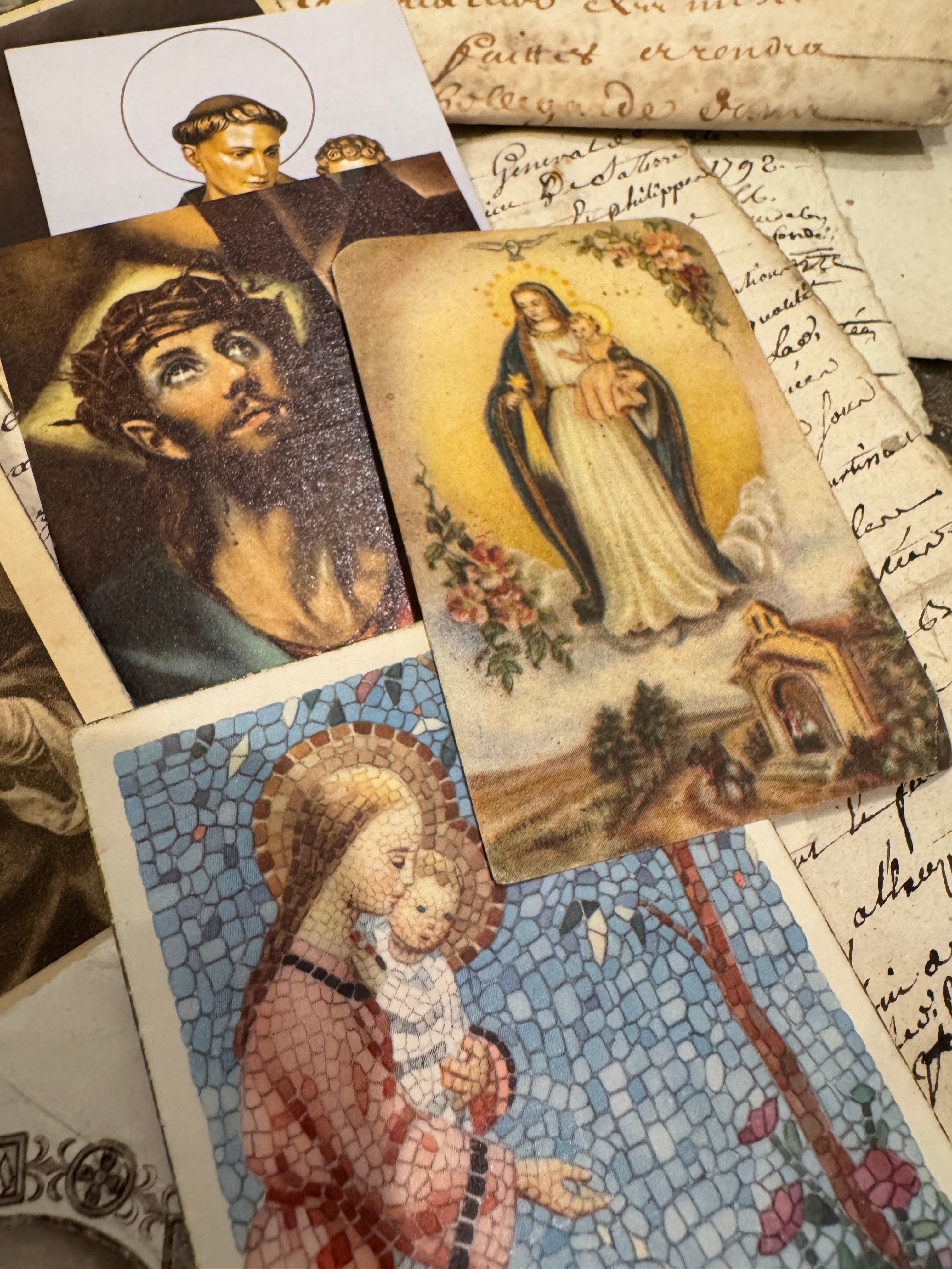 Set of 18 - 19th - 20th C French Religious Holy Cards