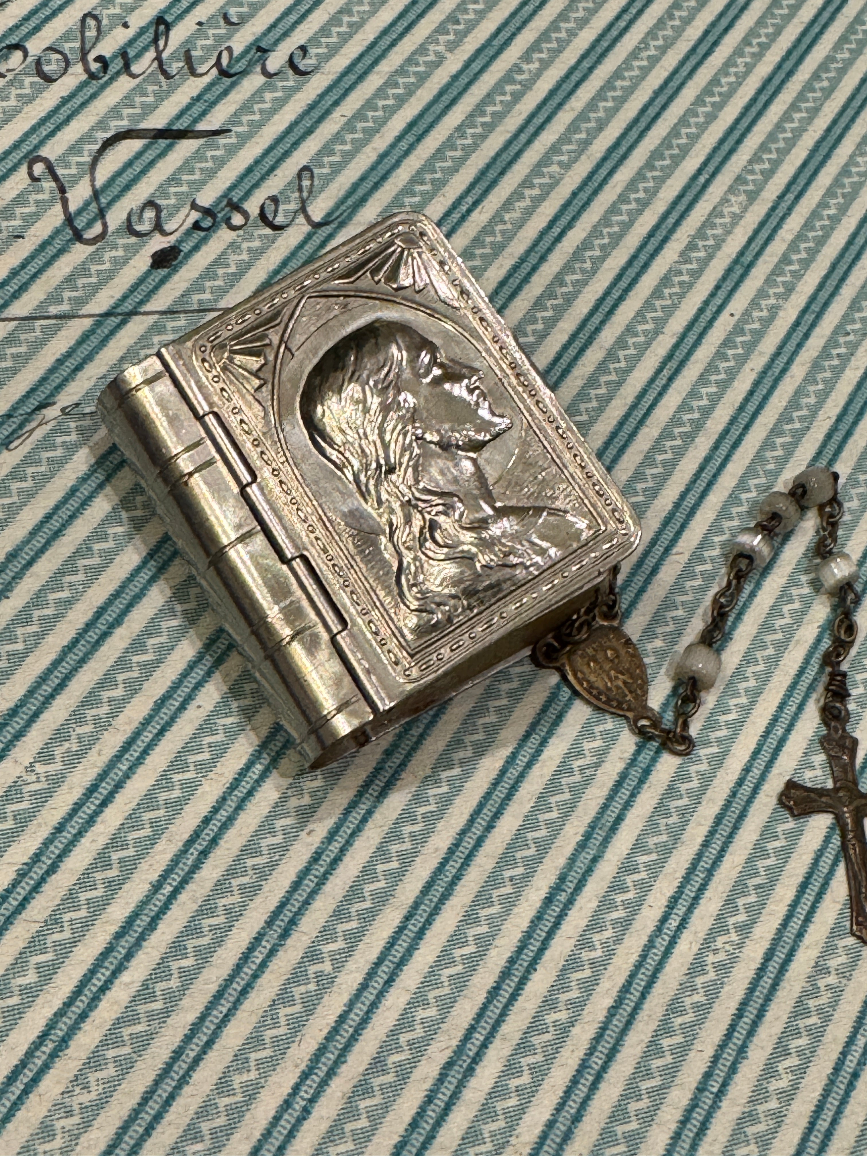 Antique French Communion Box and Rosary