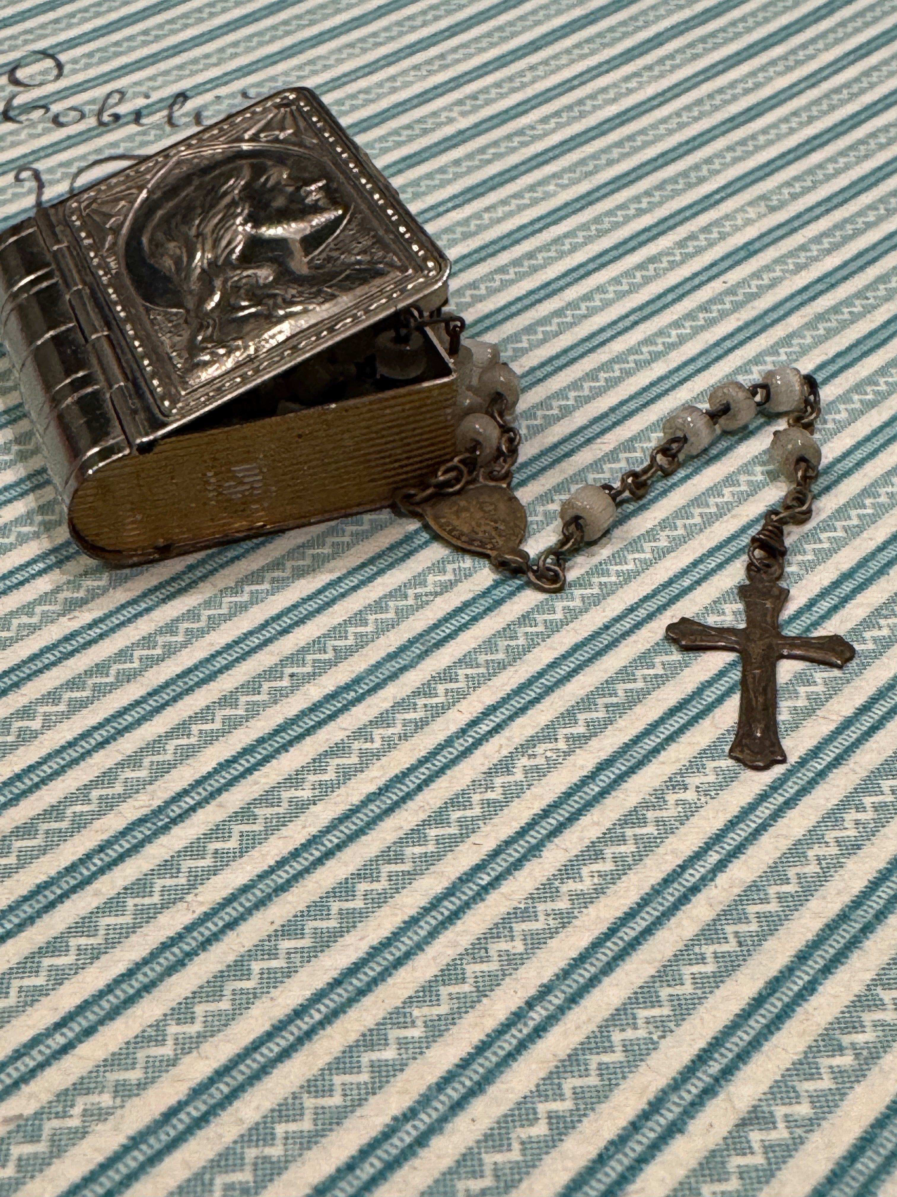 Antique French Communion Box and Rosary