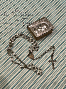 Antique French Communion Box and Rosary