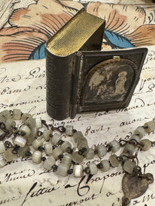 RARE Antique Catholic Rosary in a Silver Tin Box from Lourdes France