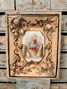 Antique 1800s French Maria Framed Reliquary
