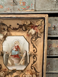 Antique 1800s French Maria Framed Reliquary