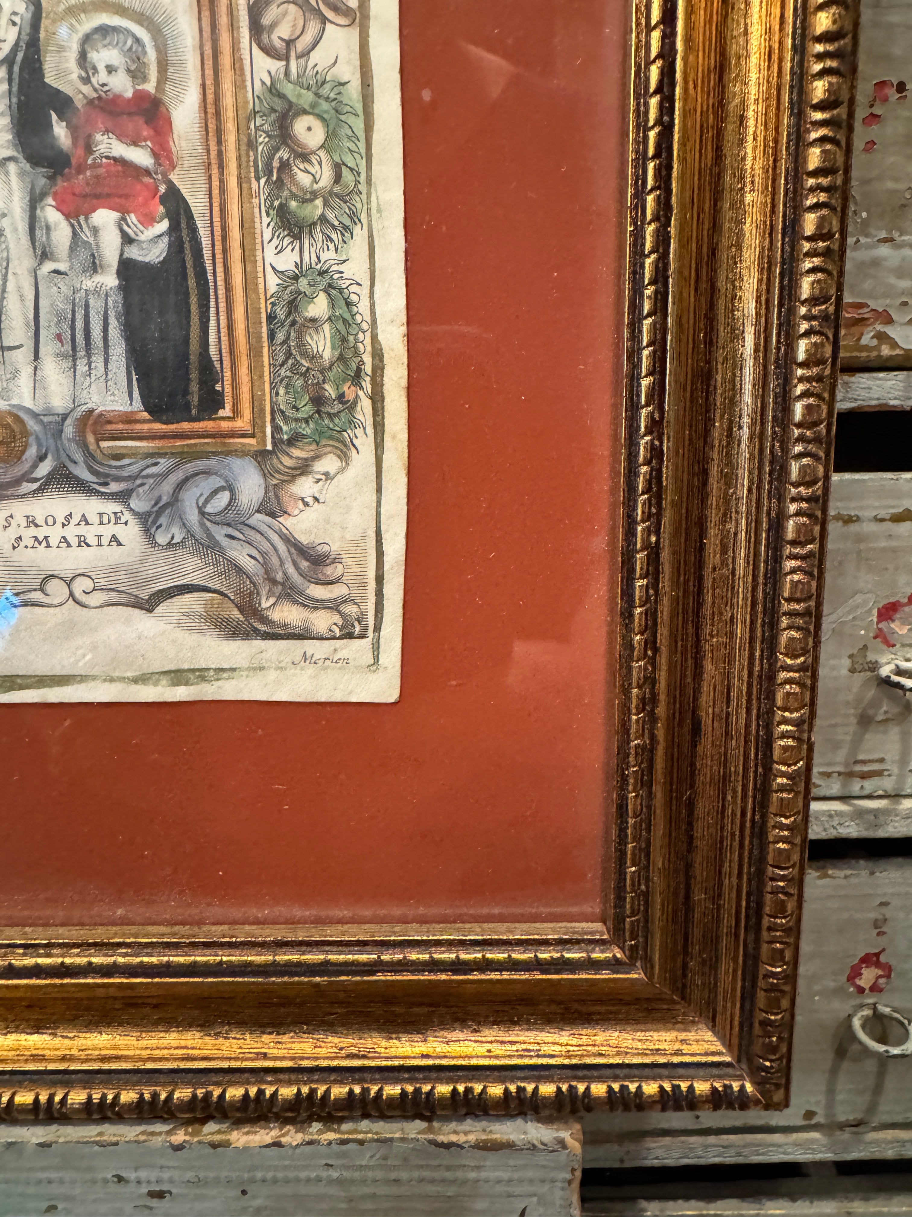 Antique French Late 1700s Framed Engraving