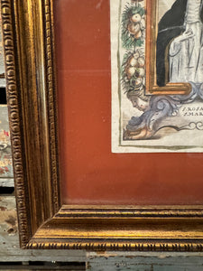 Antique French Late 1700s Framed Engraving
