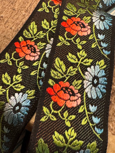 Vintage French Embroidered Floral Silk Ribbon