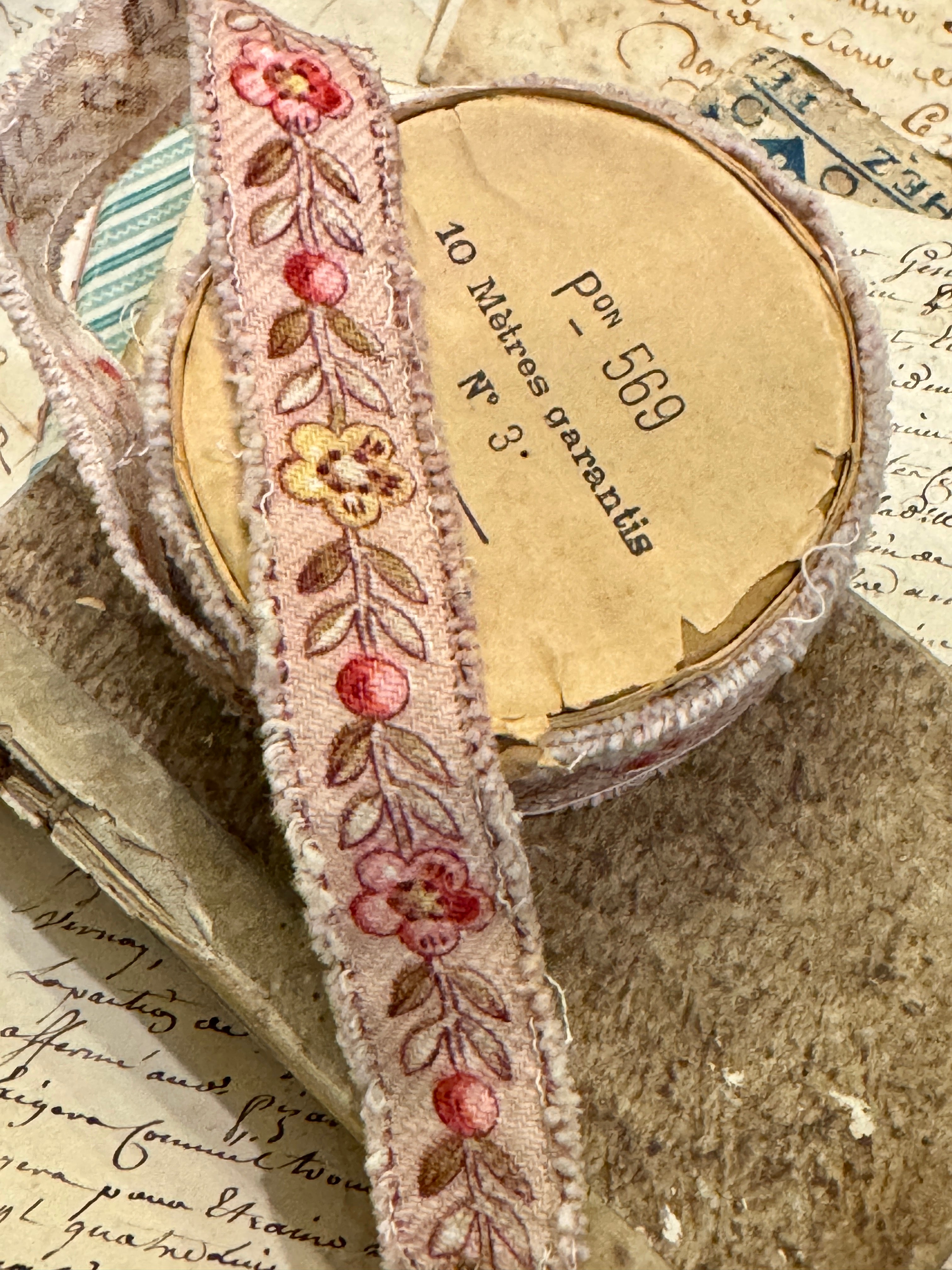 Vintage French Floral Cotton Ribbon