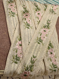 Vintage French Embroidered Floral Ribbon