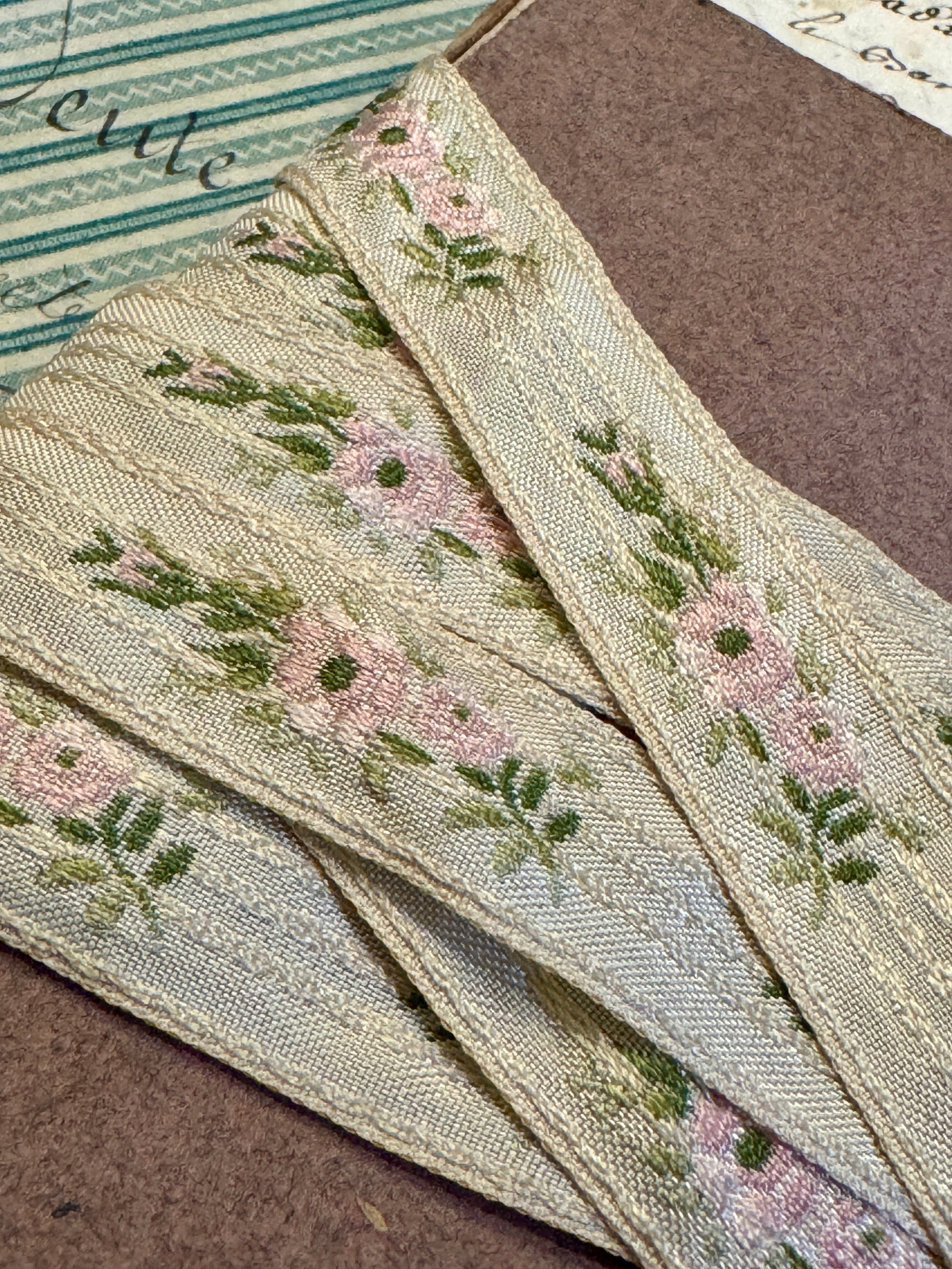 Vintage French Embroidered Floral Ribbon
