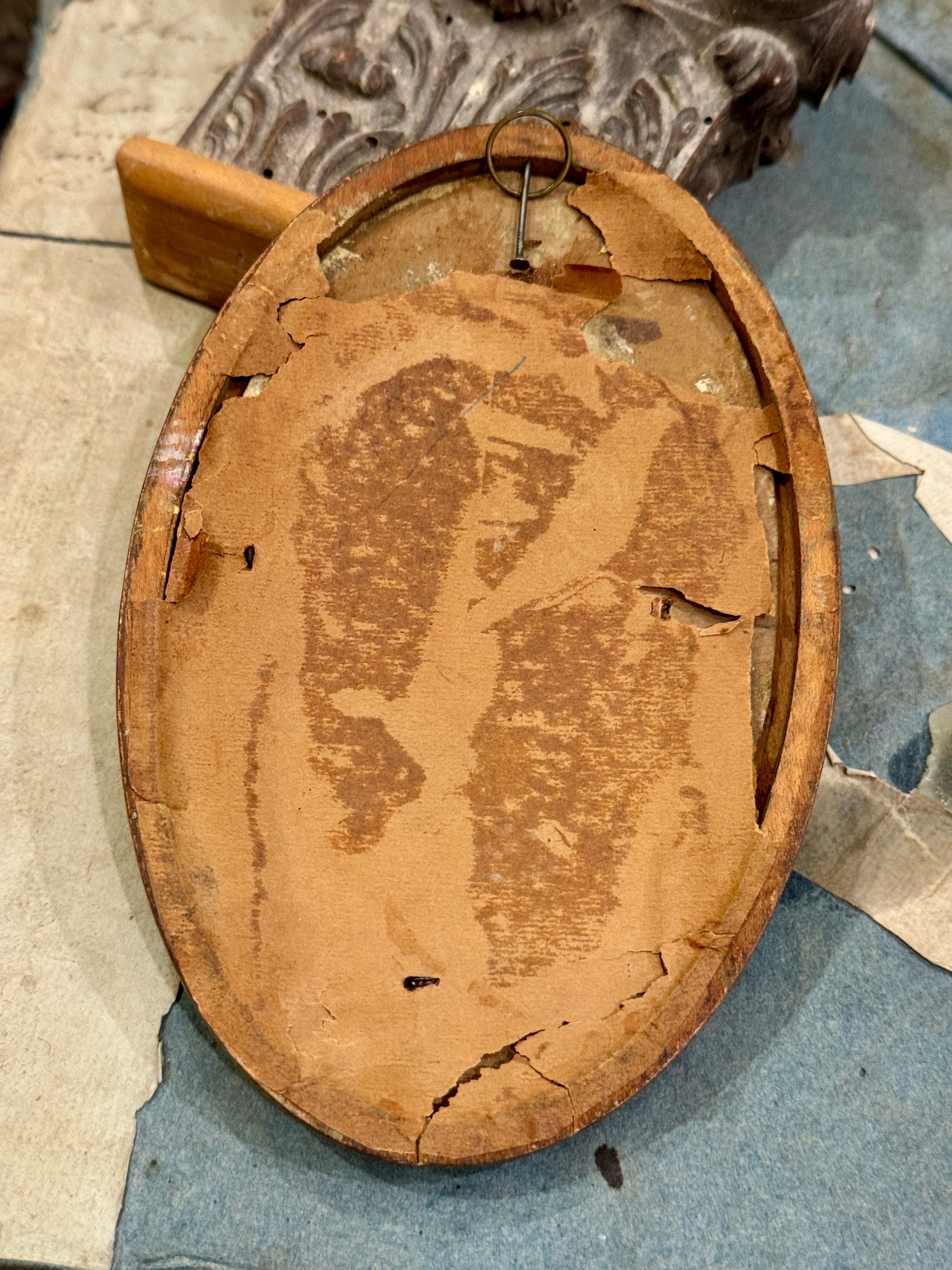 Lovely Antique French Miniature Oval Oil Painting