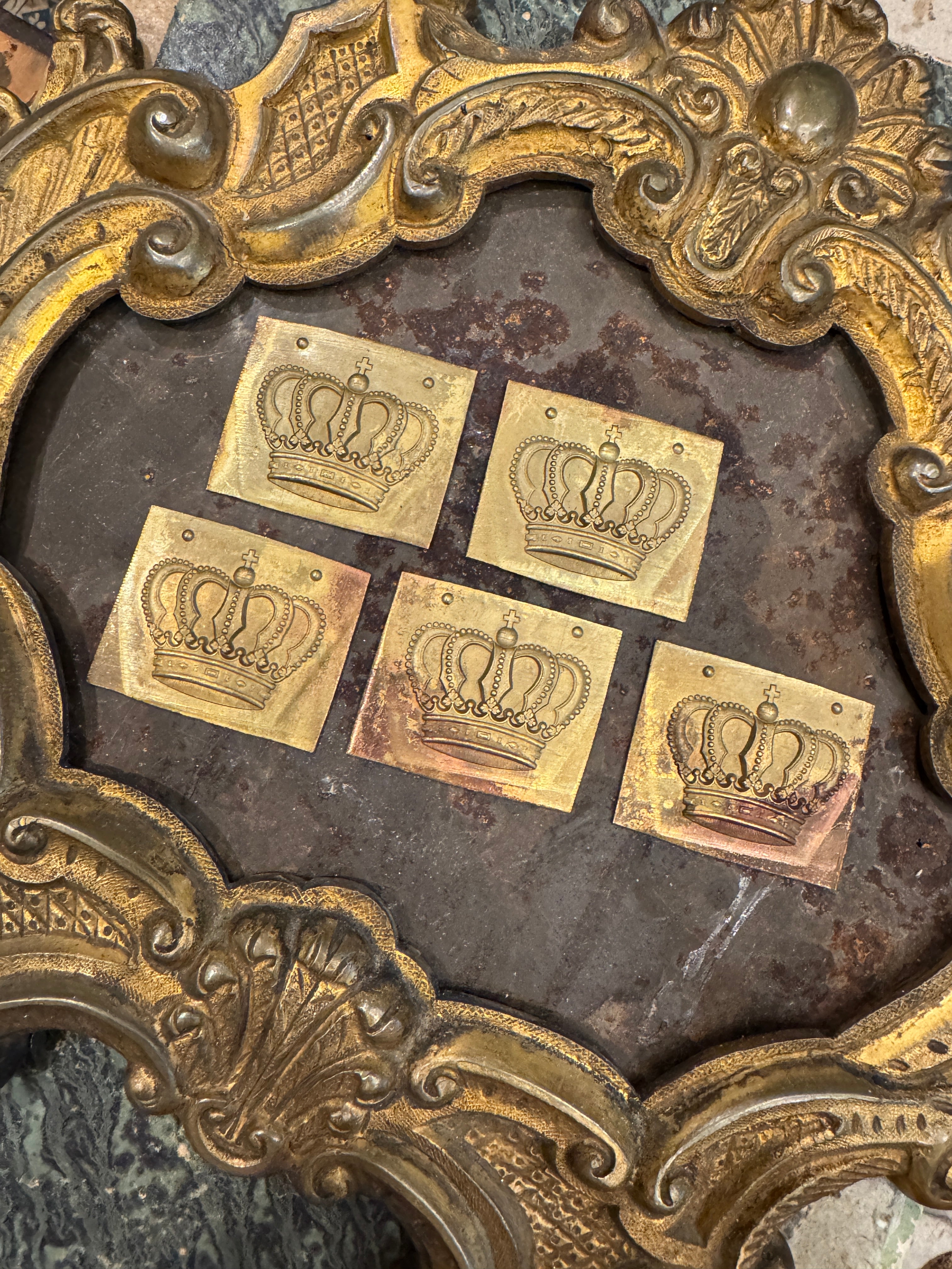 1800s Antique French Metal Crown Stamping Plates