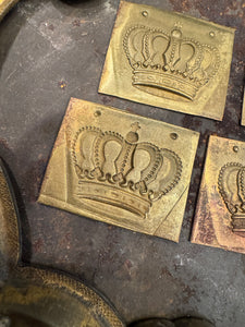 1800s Antique French Metal Crown Stamping Plates