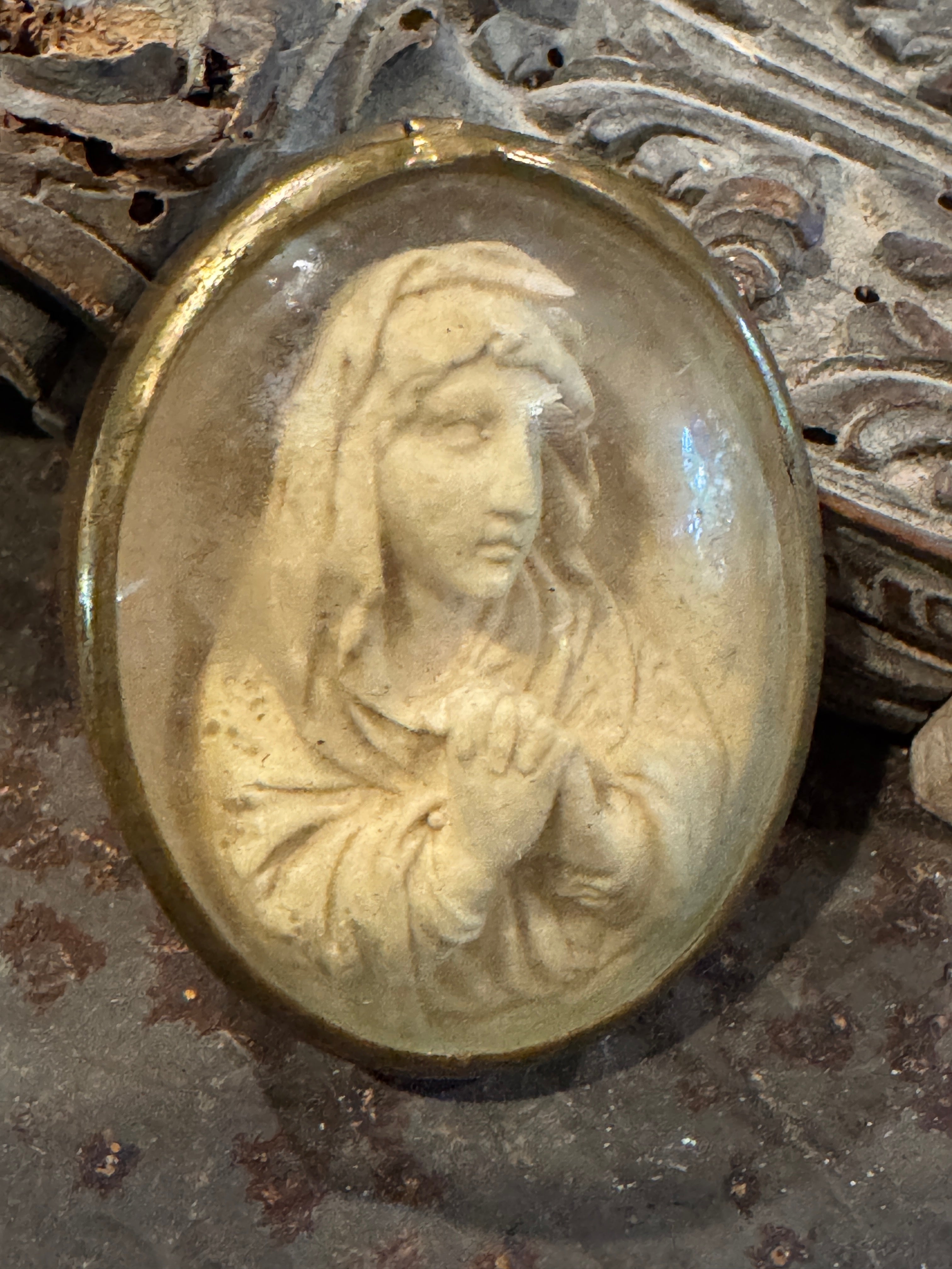 Beautiful Meerschaum 1800s French Religious Icon