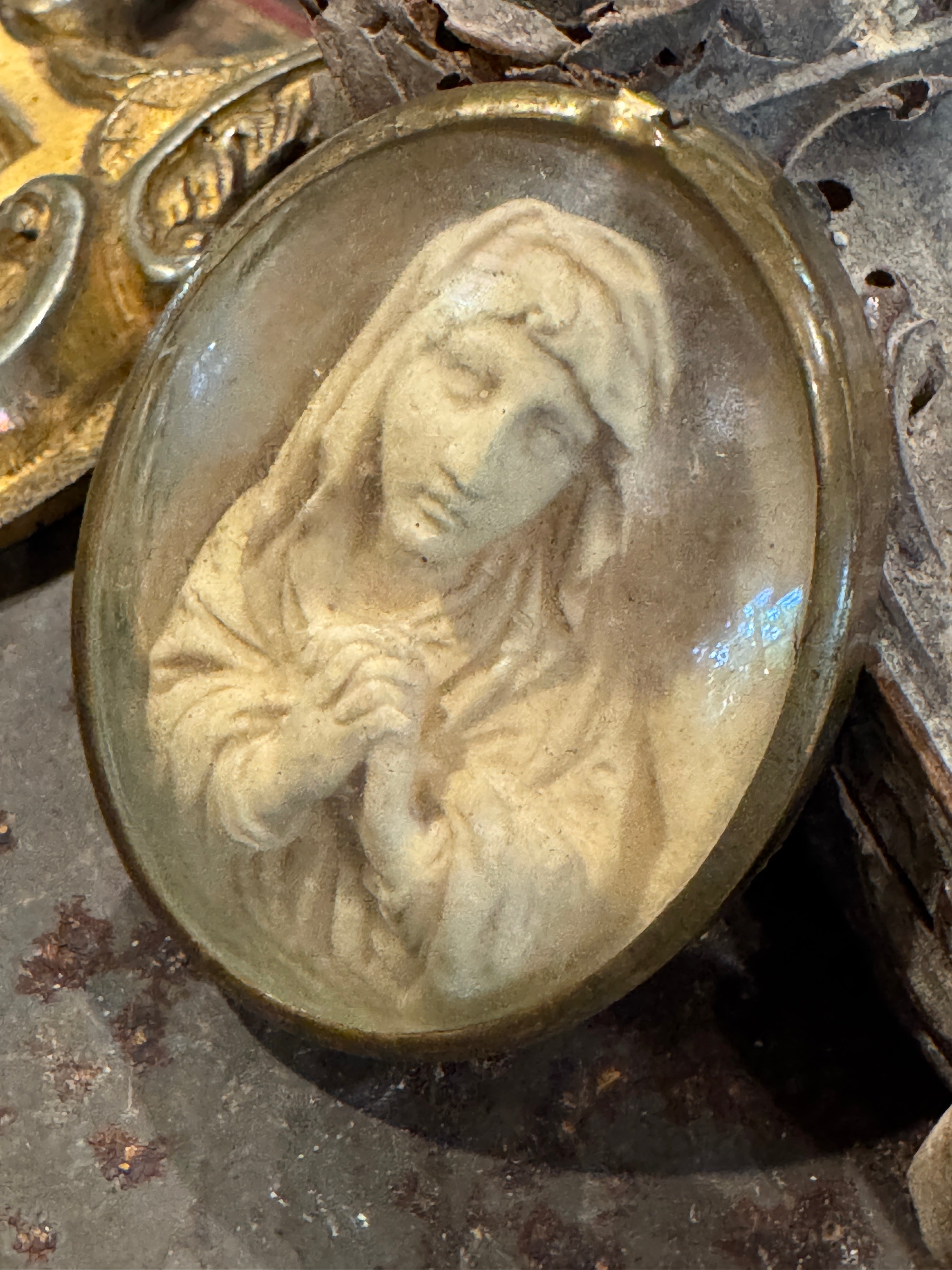 Beautiful Meerschaum 1800s French Religious Icon