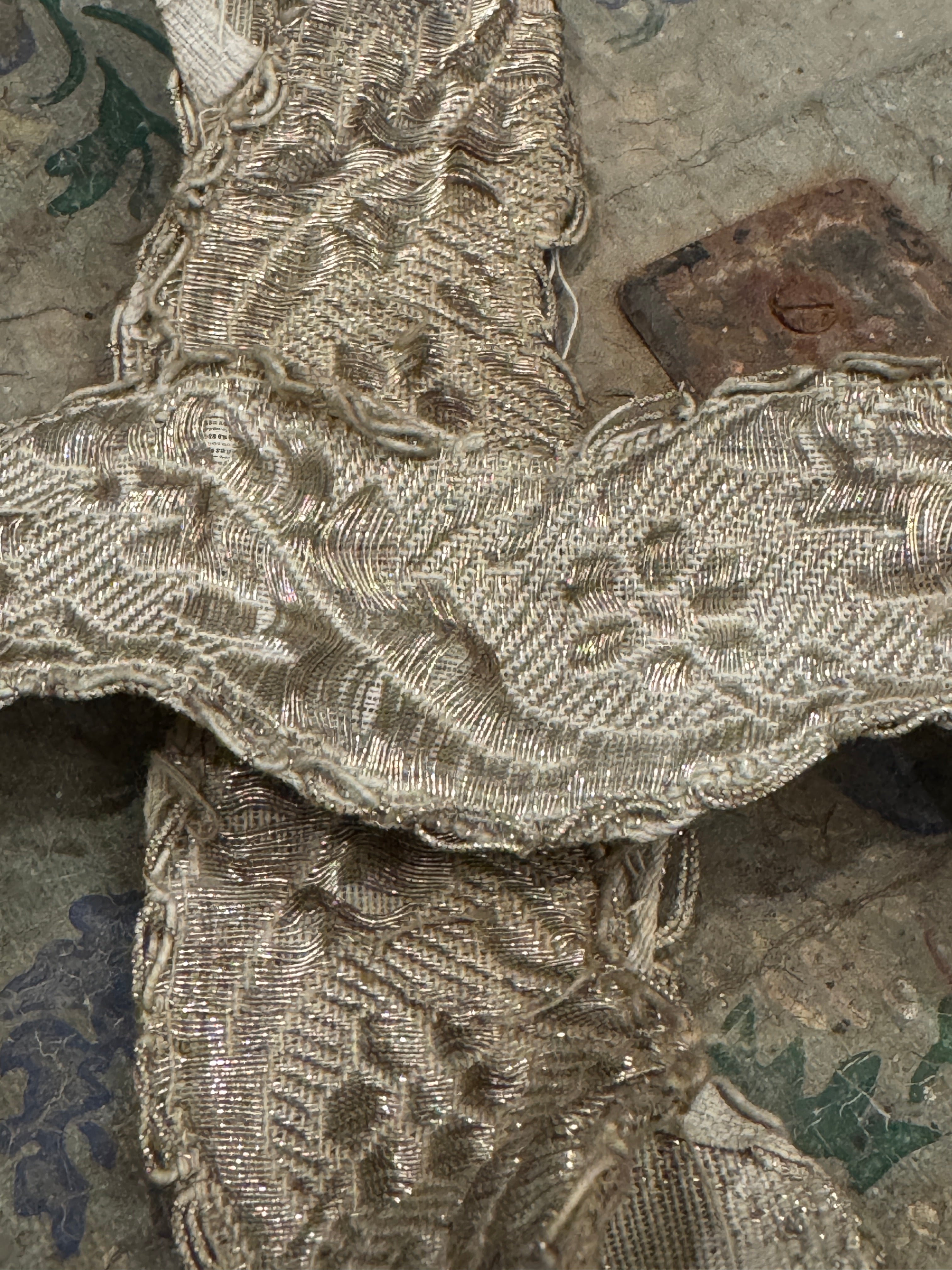 Late 1800s Antique French Silver Metallic Vestment Trim