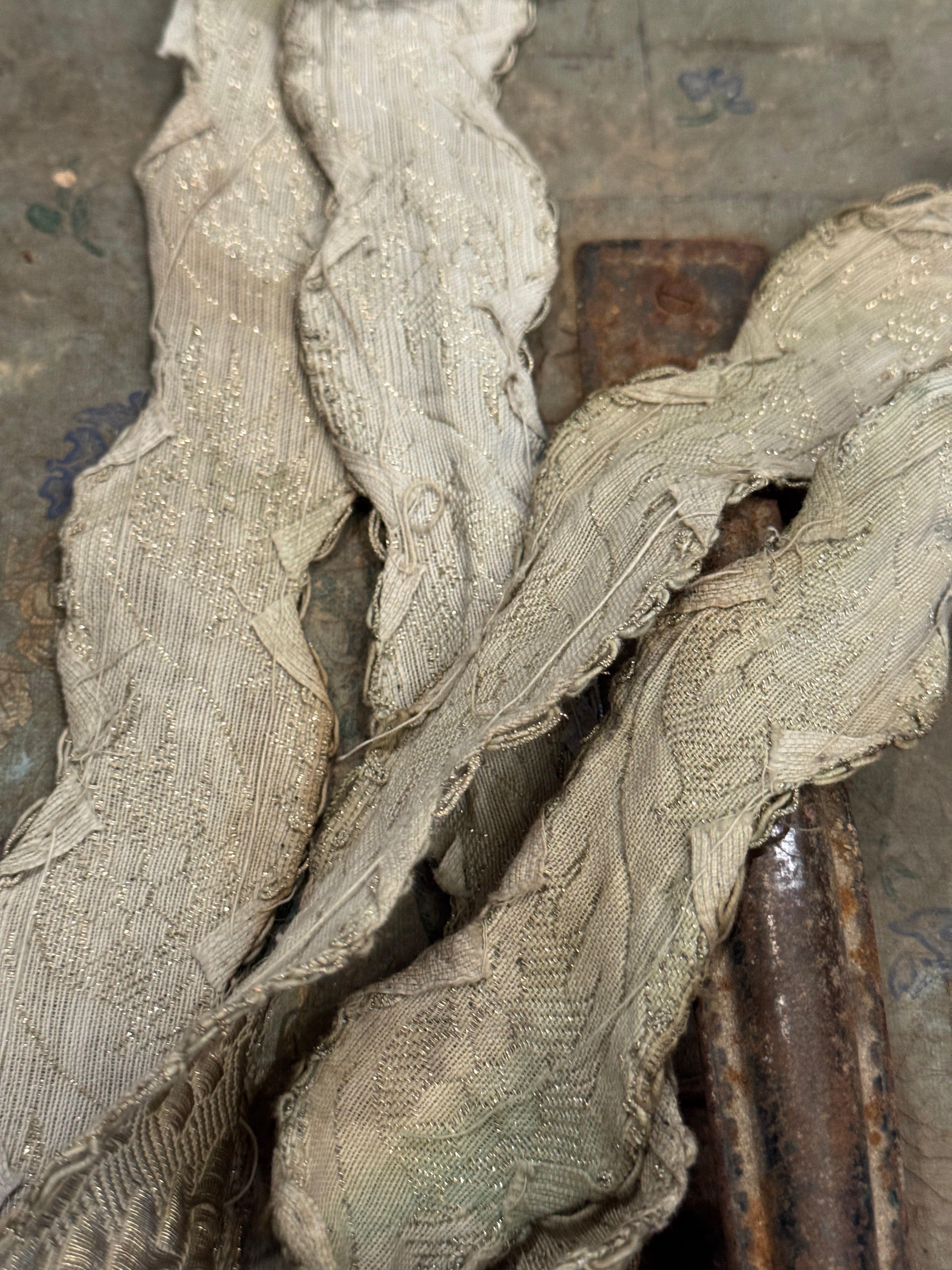 Late 1800s Antique French Silver Metallic Vestment Trim