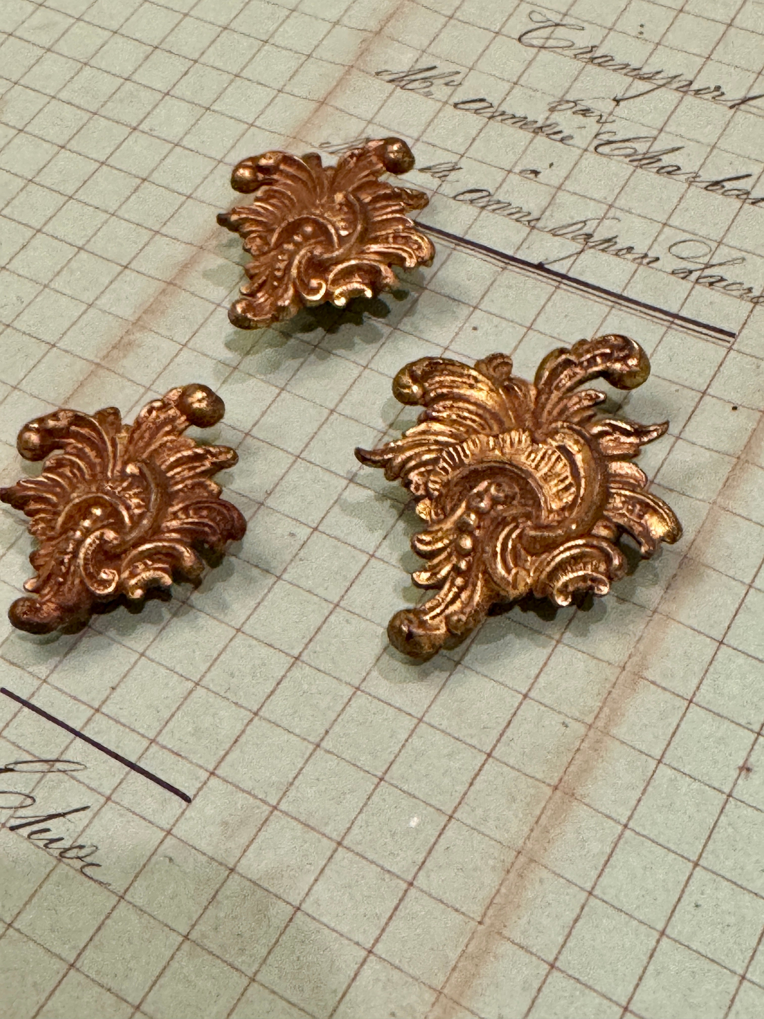 Antique French Picture Hook Covers - Ornate Cache Clous - D3