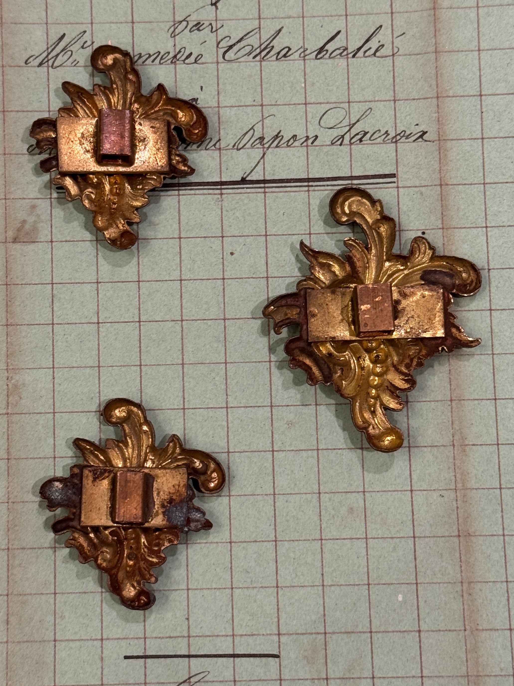 Antique French Picture Hook Covers - Ornate Cache Clous - D3