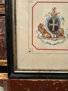 Beautiful 1800s Antique French Framed Crest