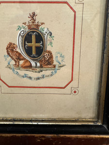Beautiful 1800s Antique French Framed Crest