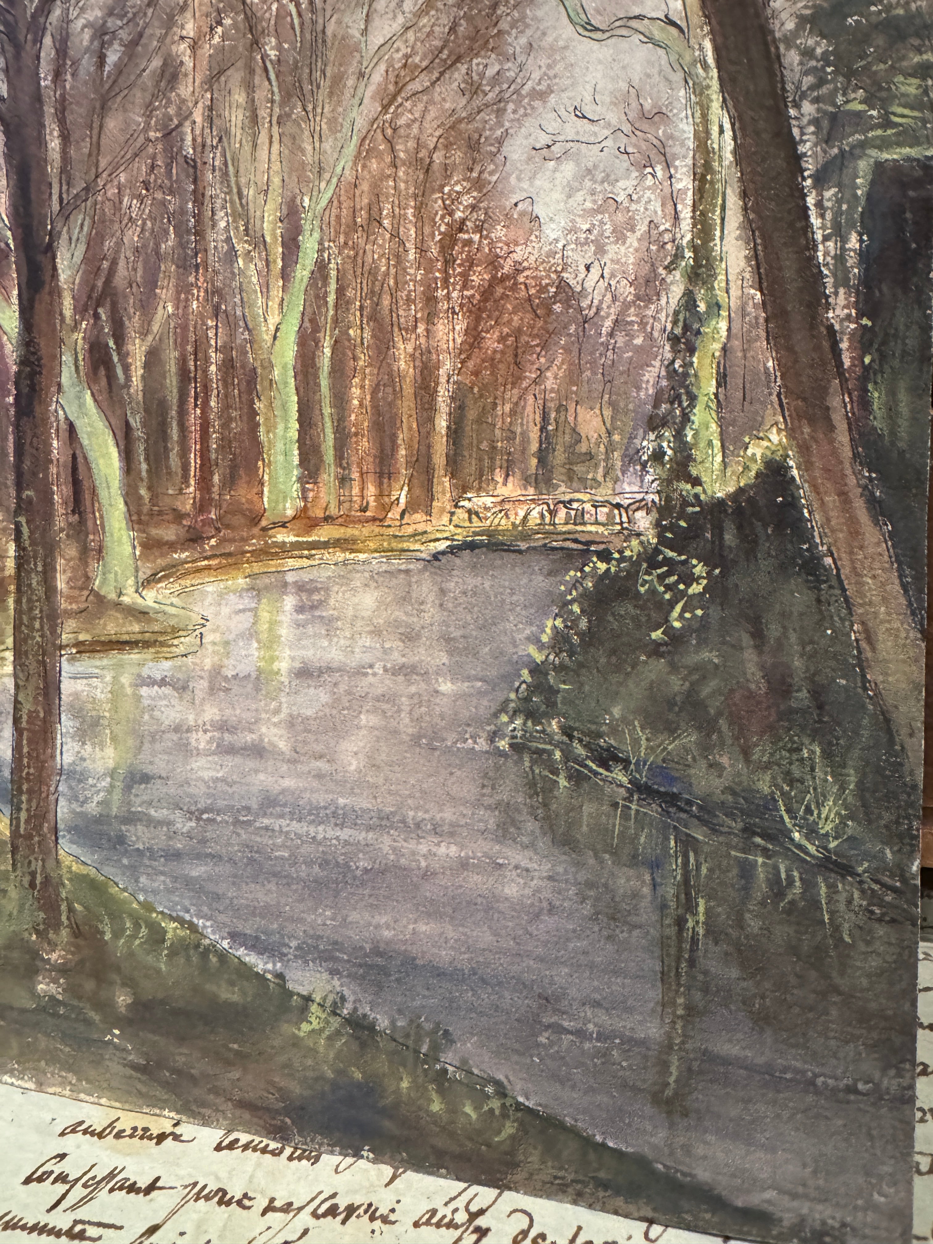 Antique Original 1893 French Watercolor