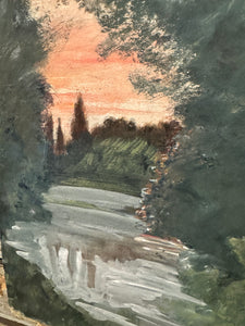 Antique Original 1800s Double-Sided French Watercolor