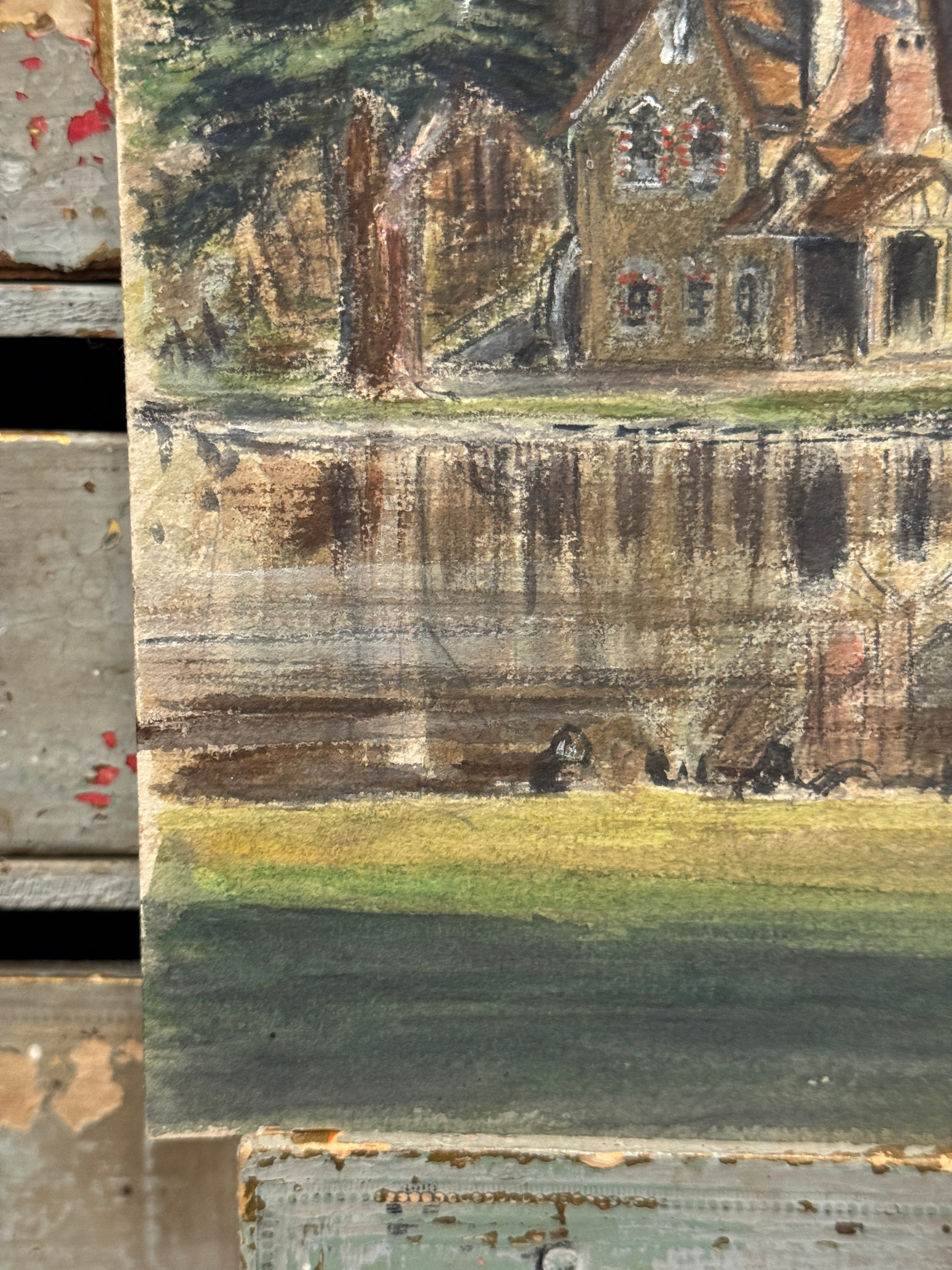 Antique Original 1891 French Watercolor