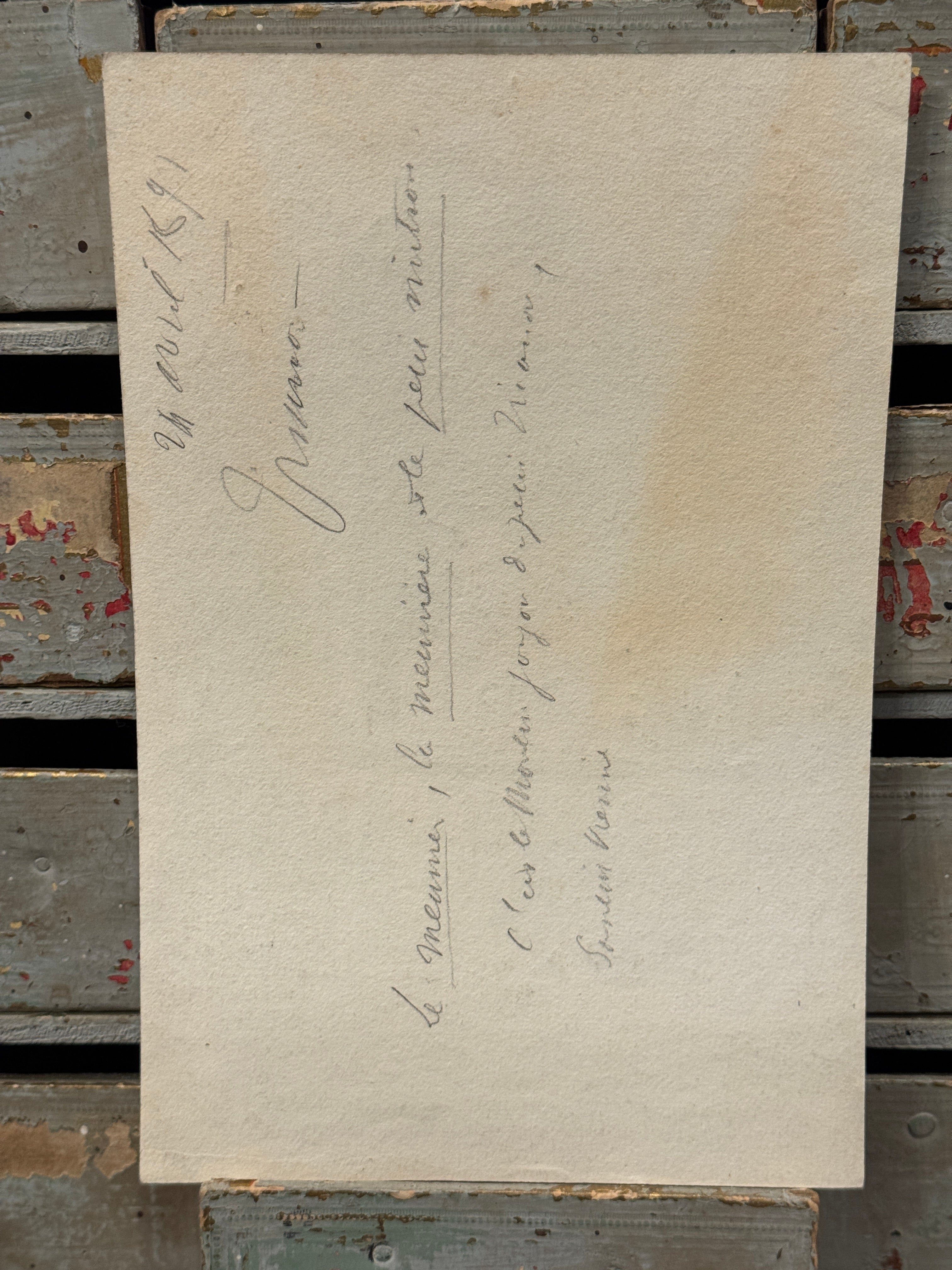 Antique Original 1891 French Watercolor