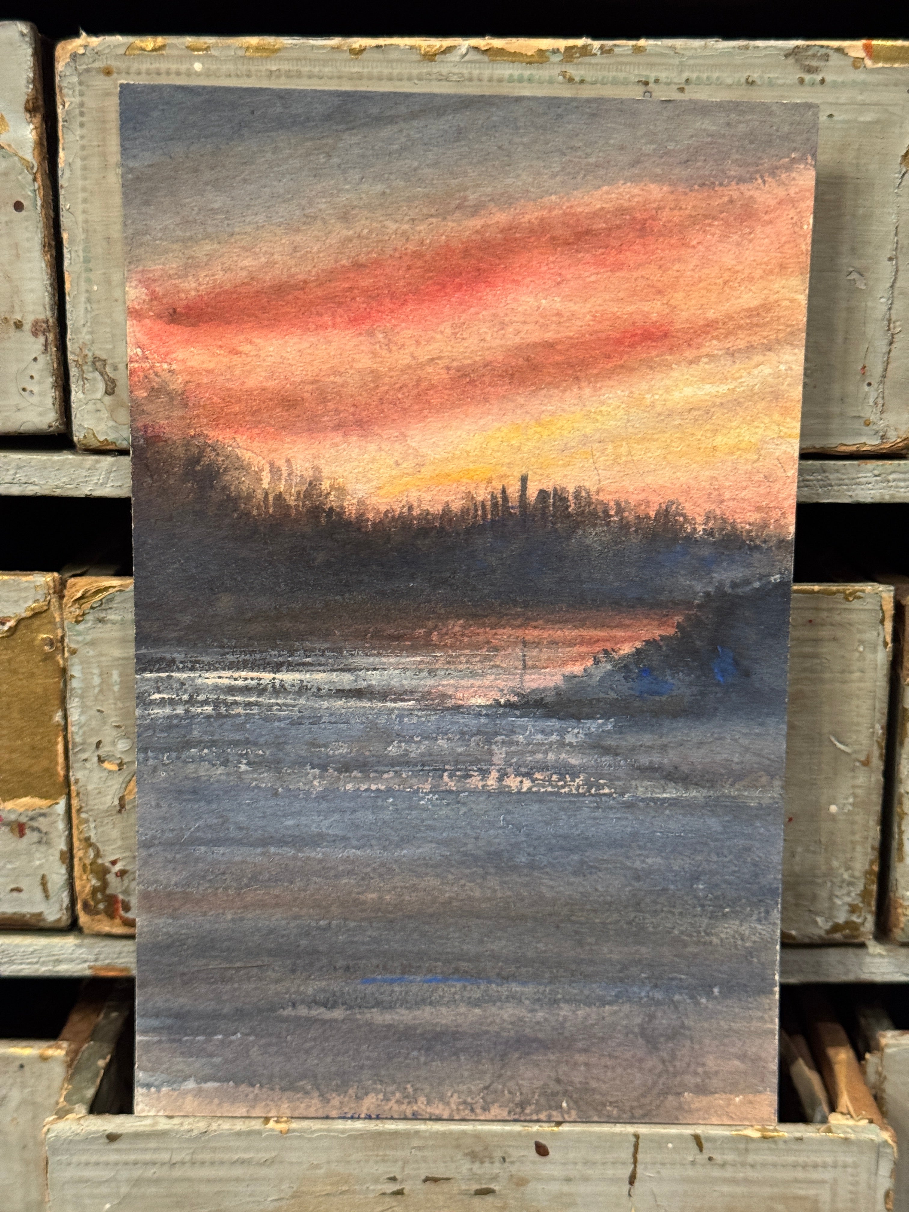 Antique Original 1897 Dated French Watercolor