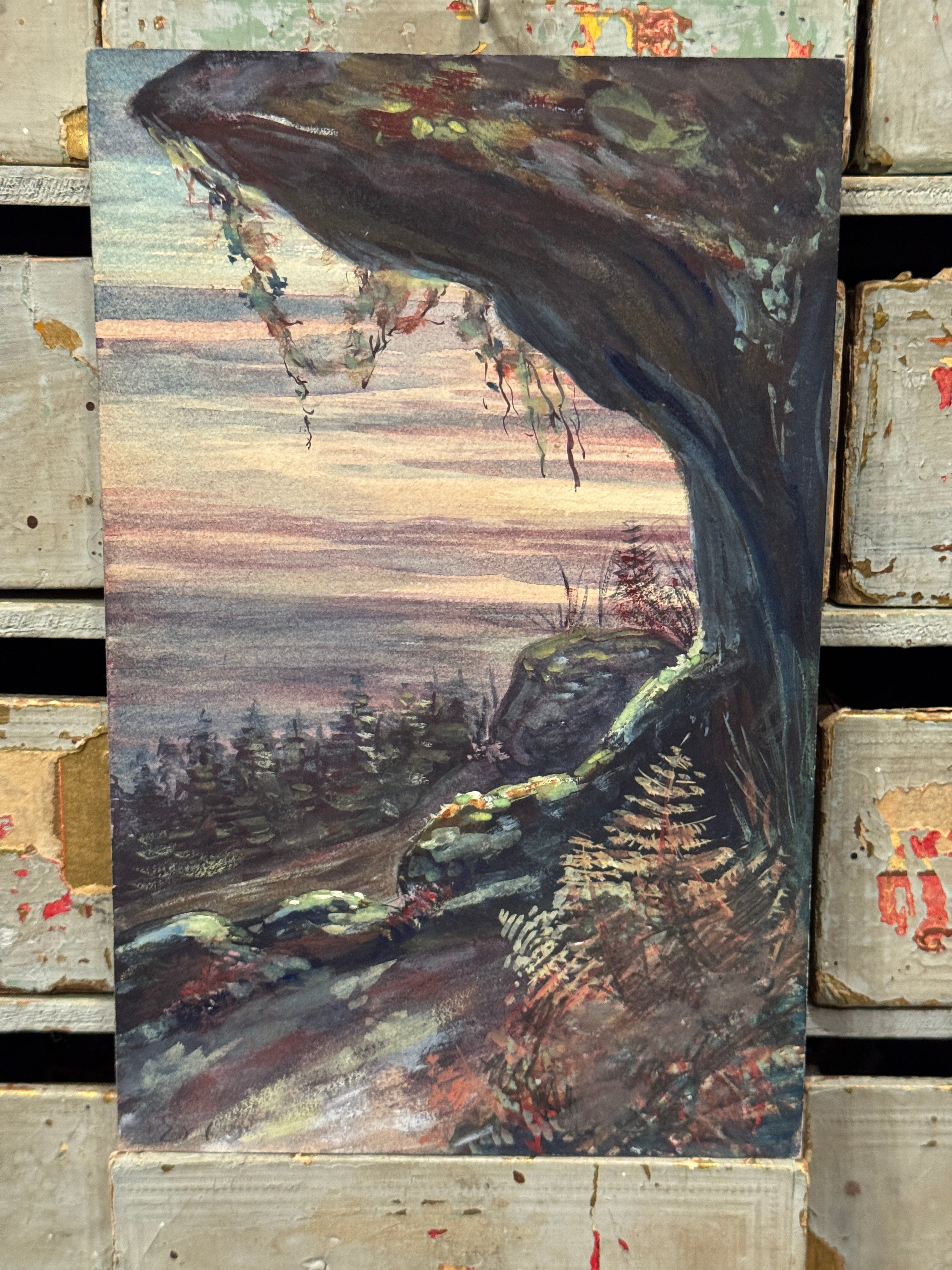 Antique Original 1800s French Watercolor