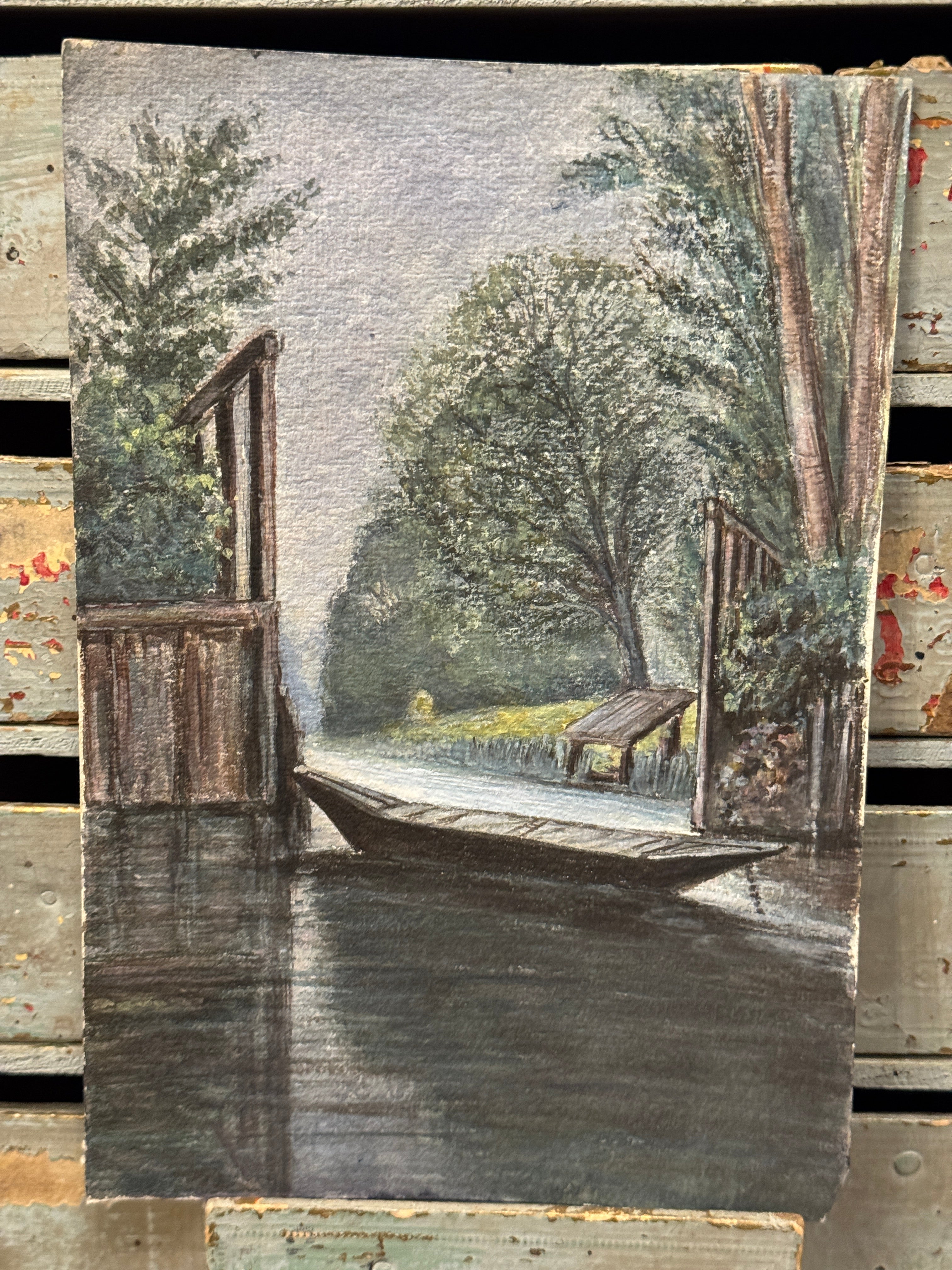 Antique Original 1893 French Watercolor