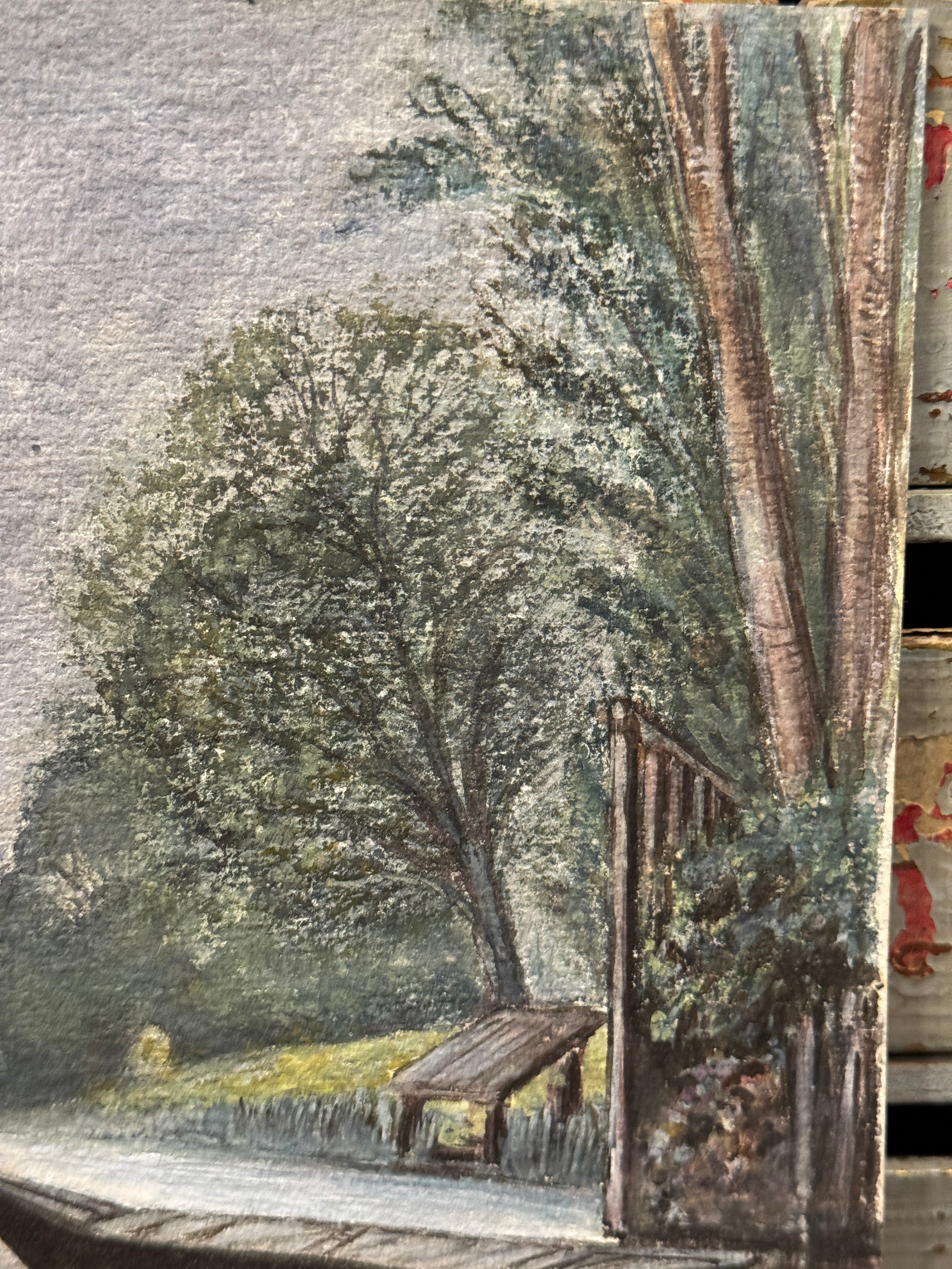 Antique Original 1893 French Watercolor