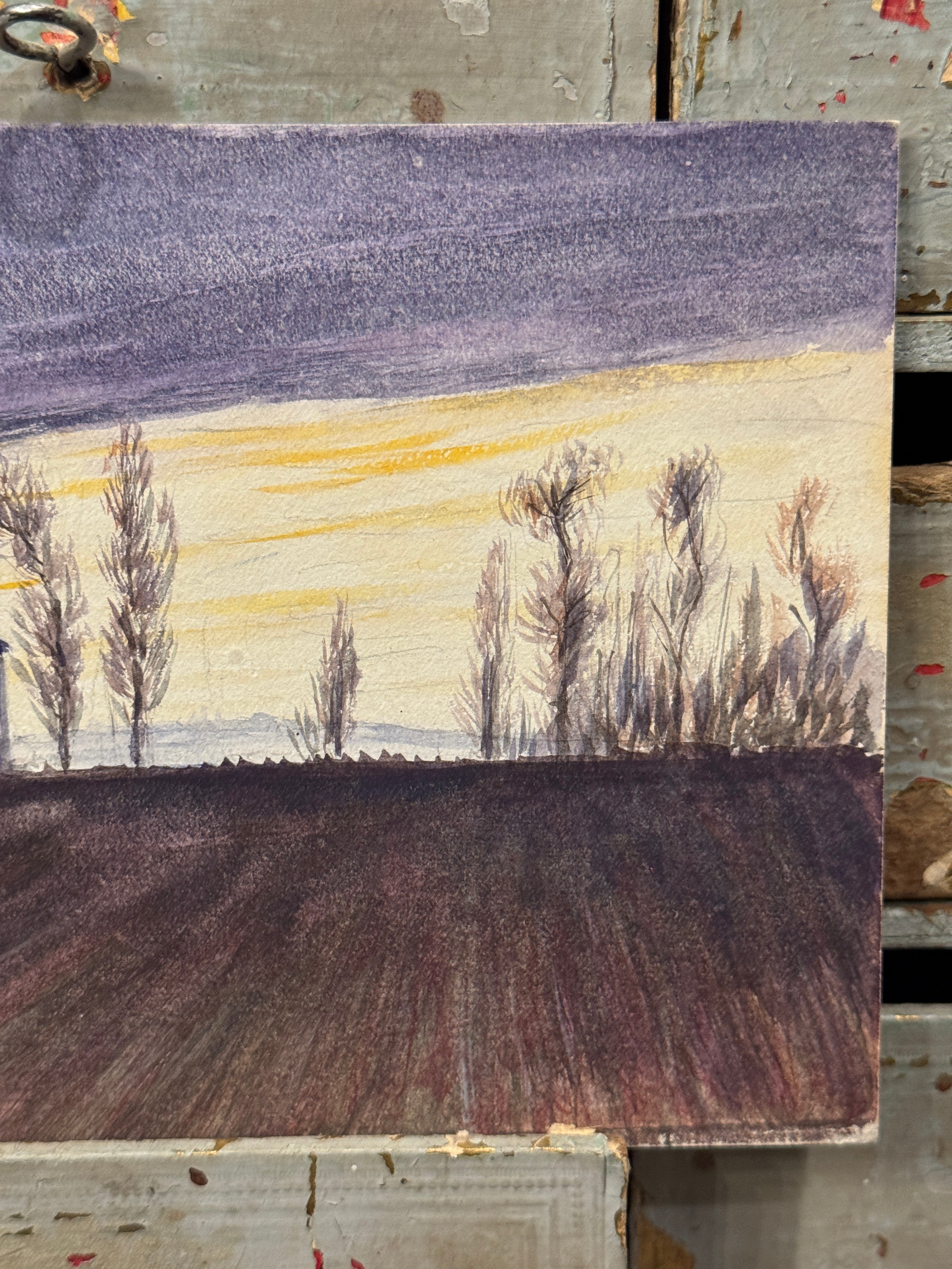 Antique Original 1800s French Watercolor