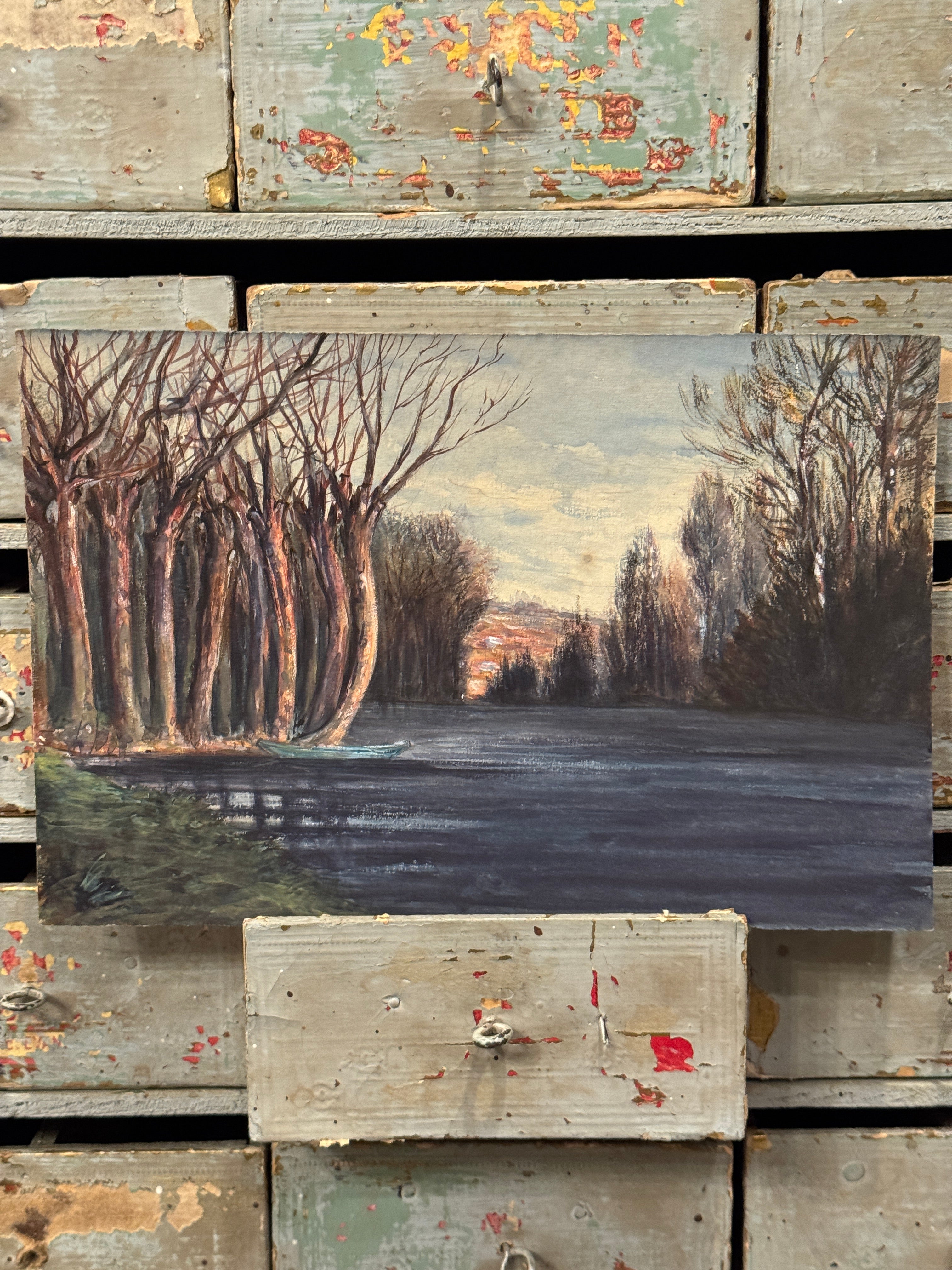 Antique Original 1887 French Watercolor