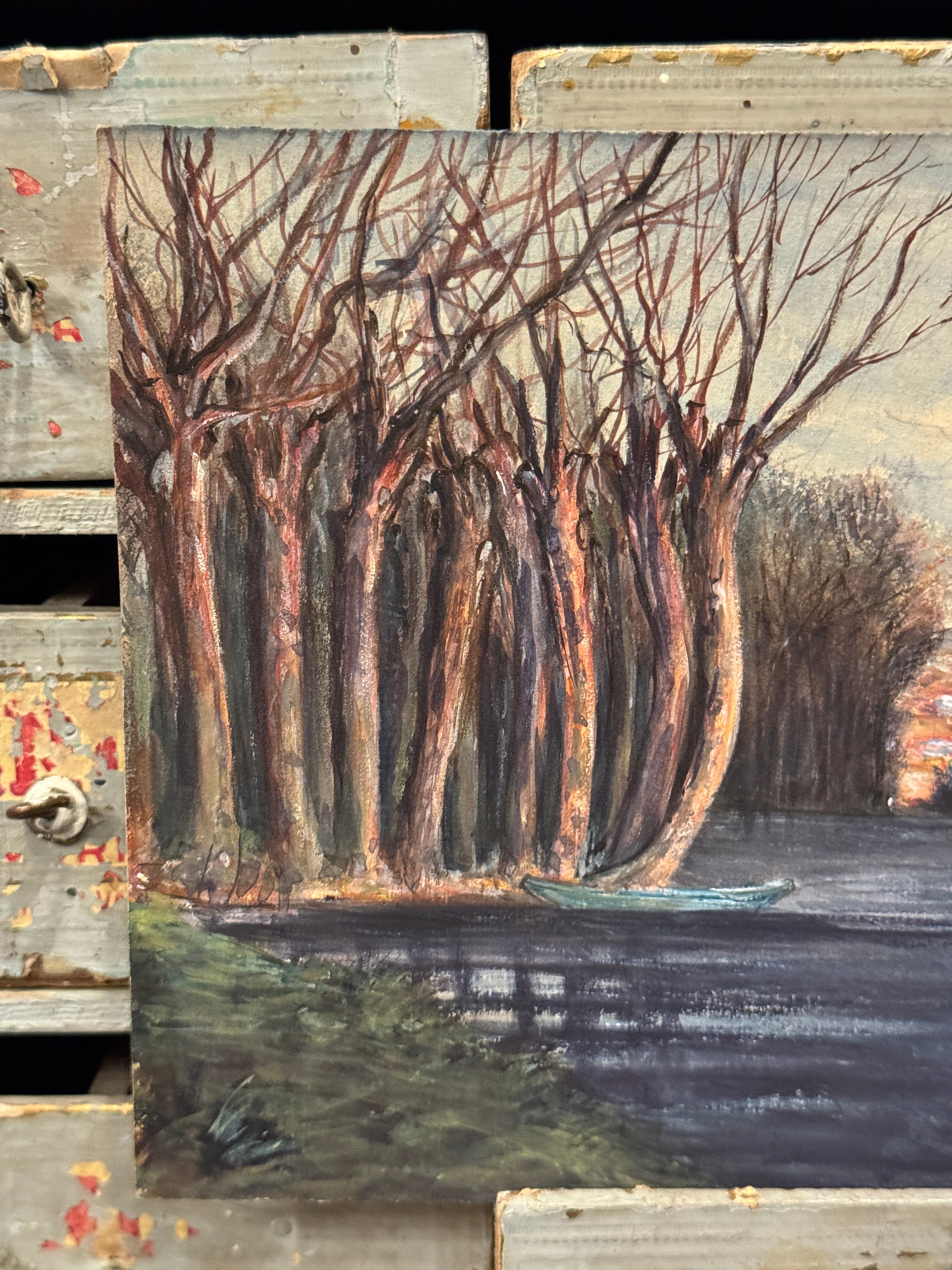 Antique Original 1887 French Watercolor