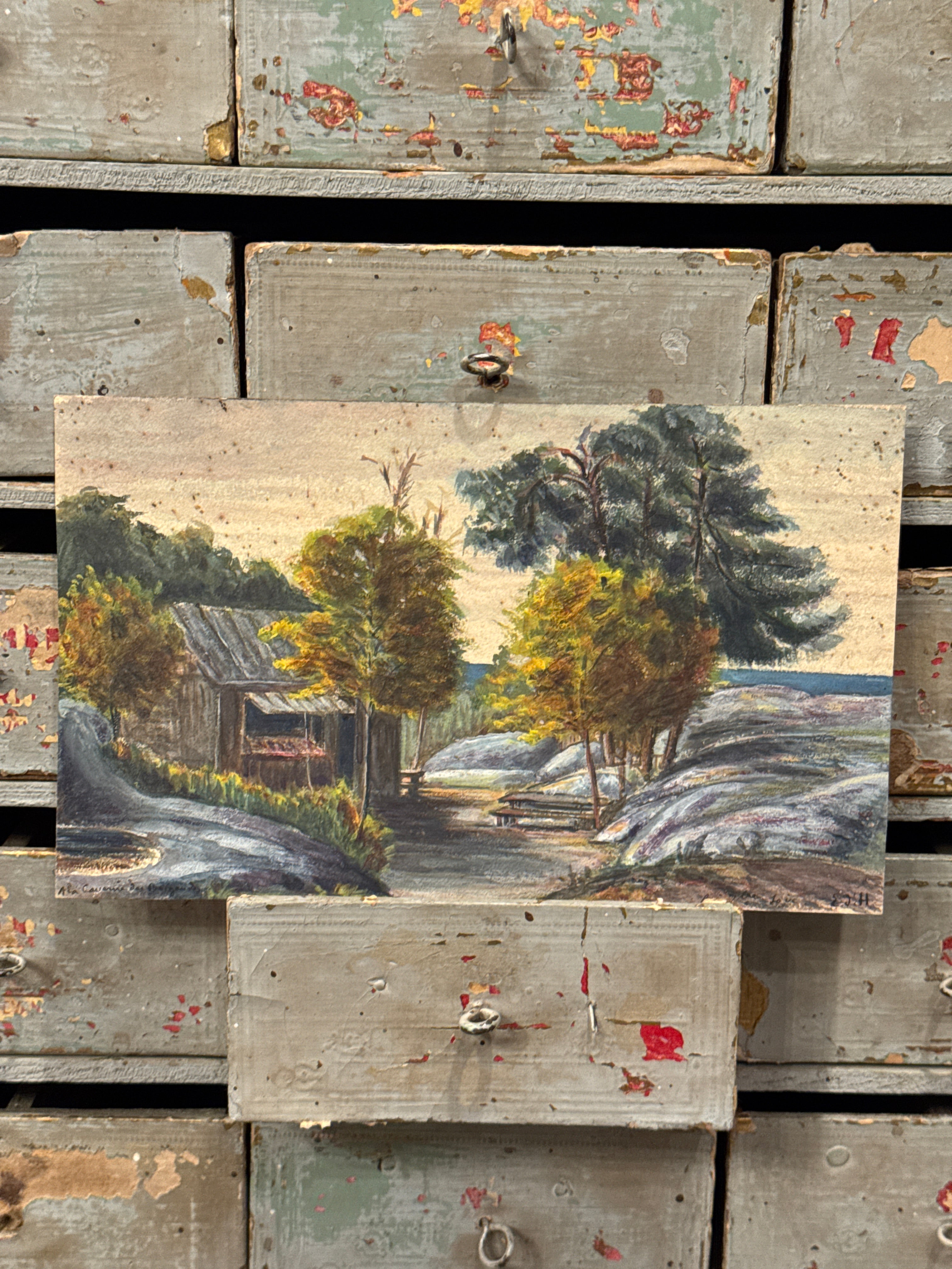 Antique Original 1800s French Watercolor