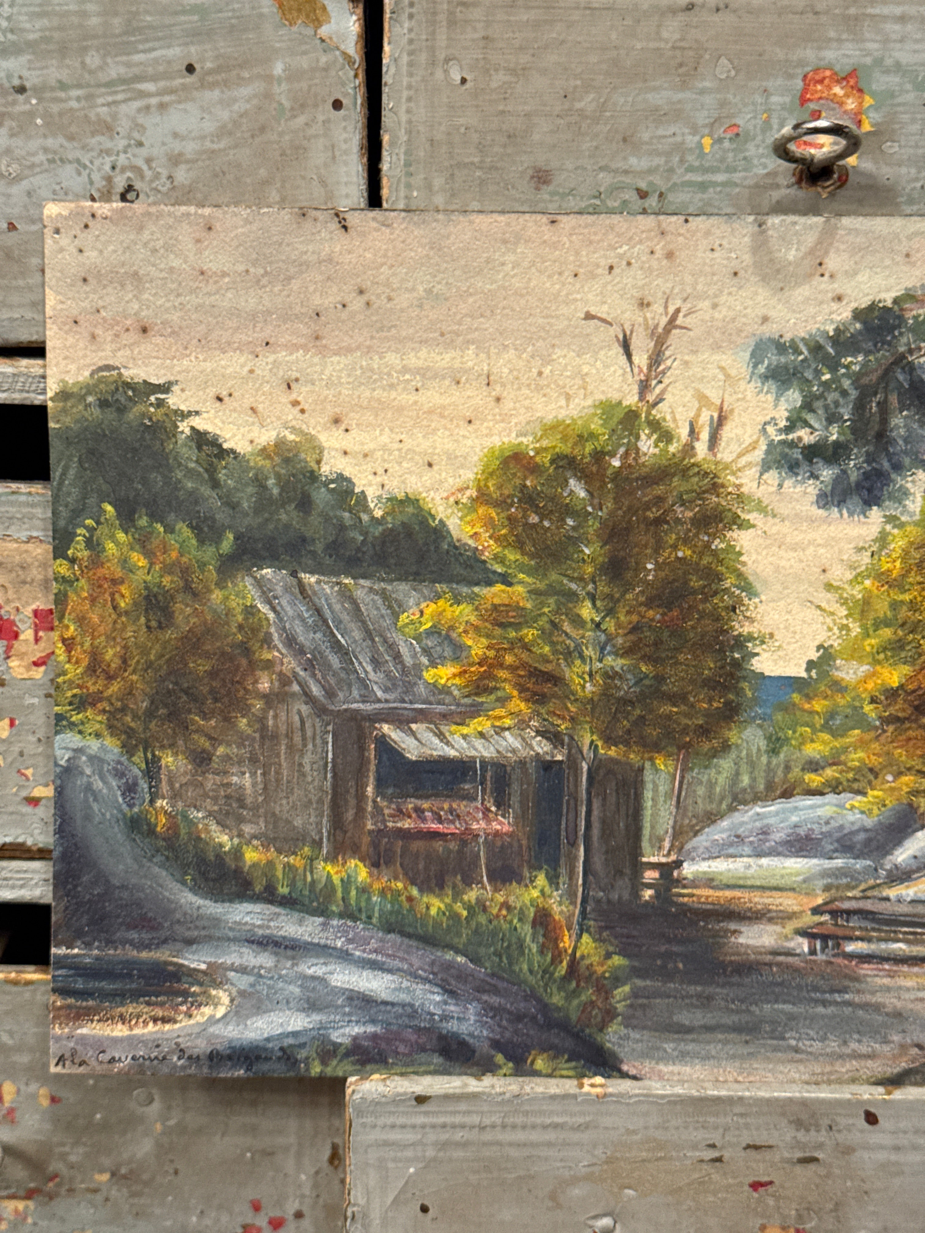 Antique Original 1800s French Watercolor