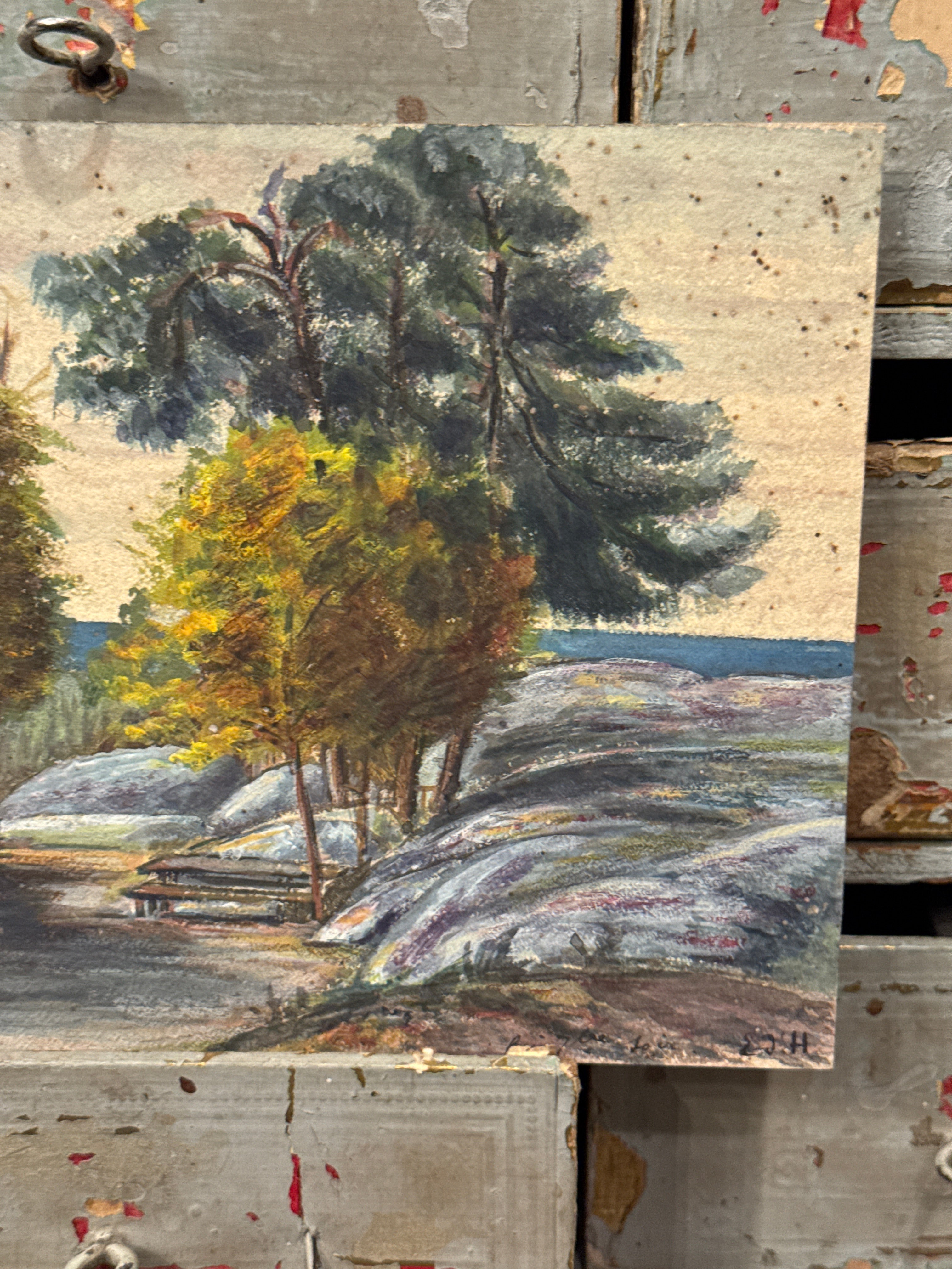 Antique Original 1800s French Watercolor