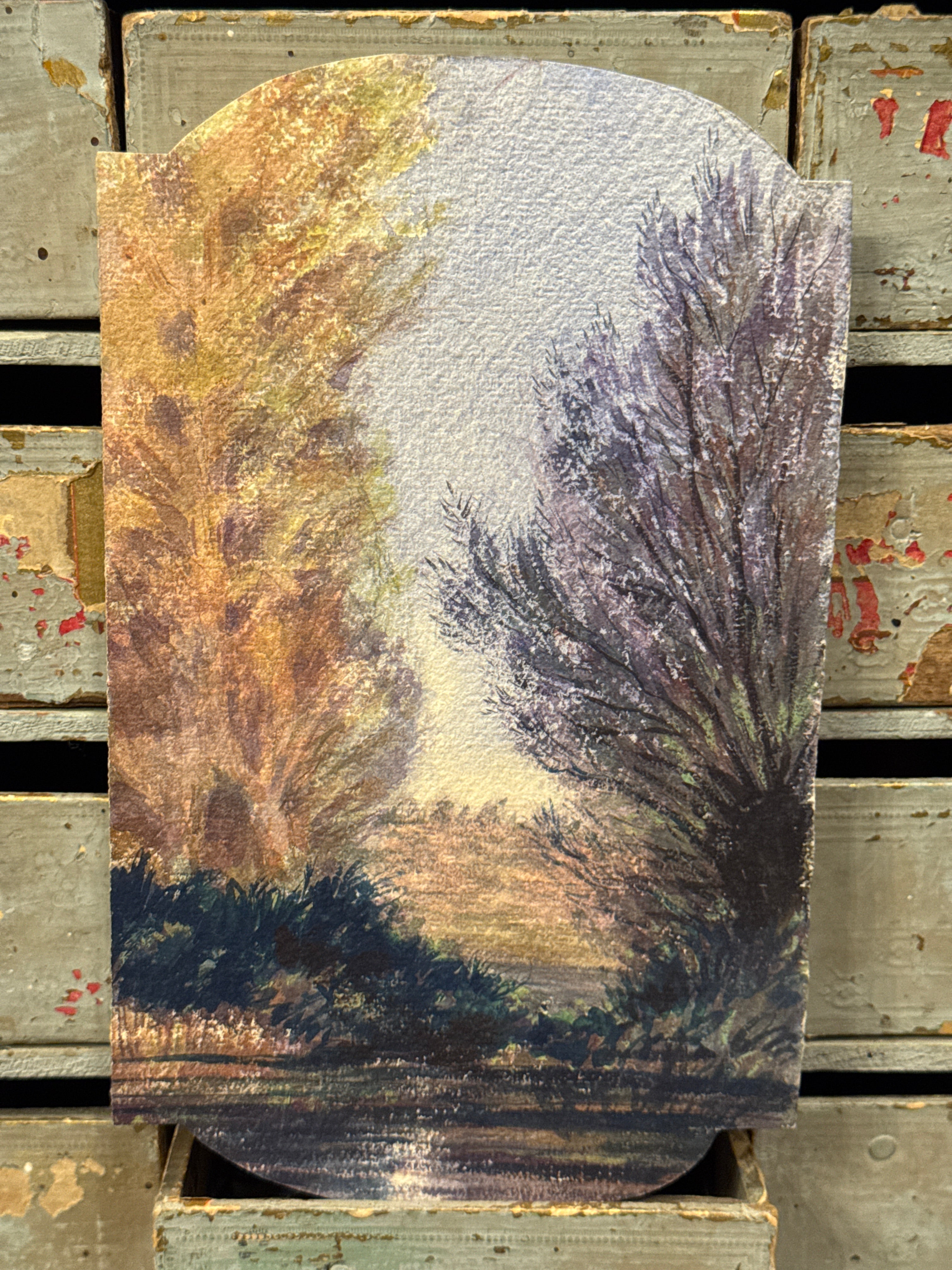 Antique Original 1870s French Watercolor