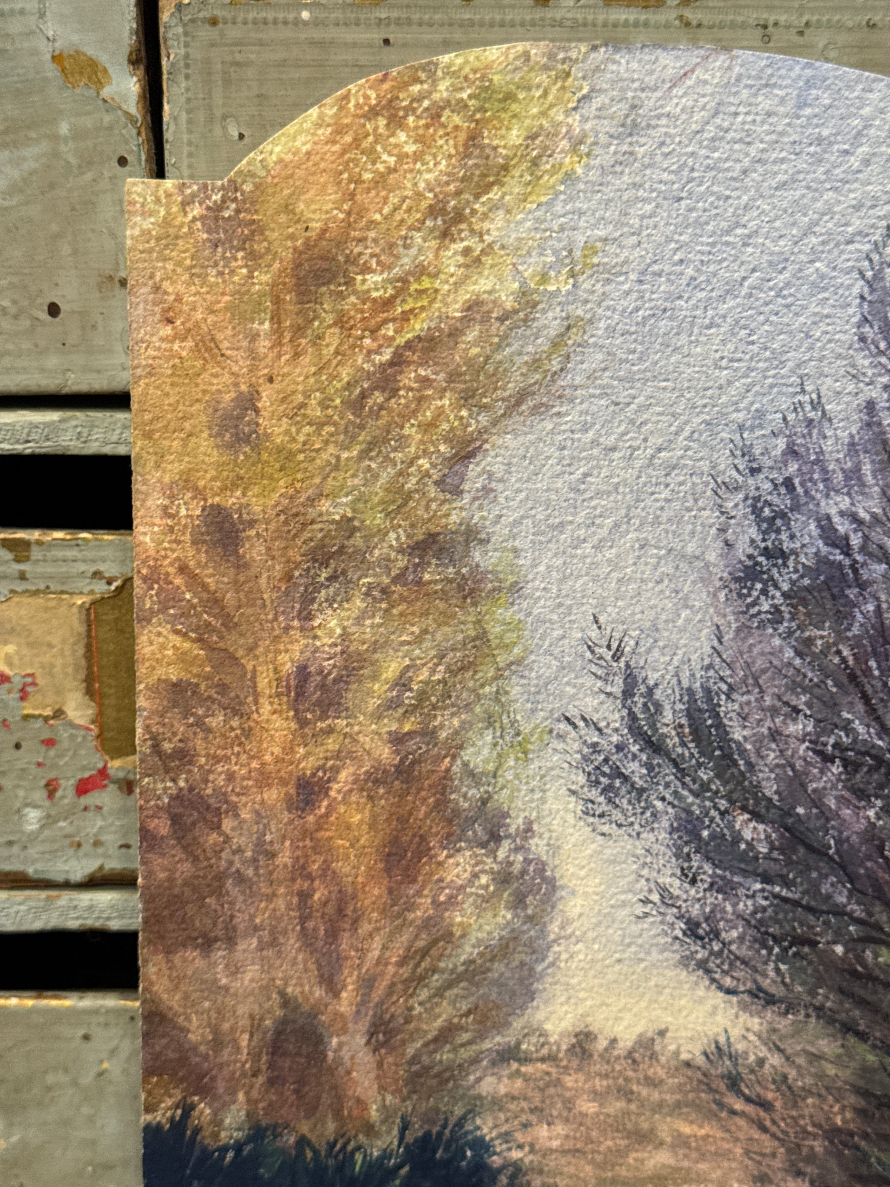 Antique Original 1870s French Watercolor